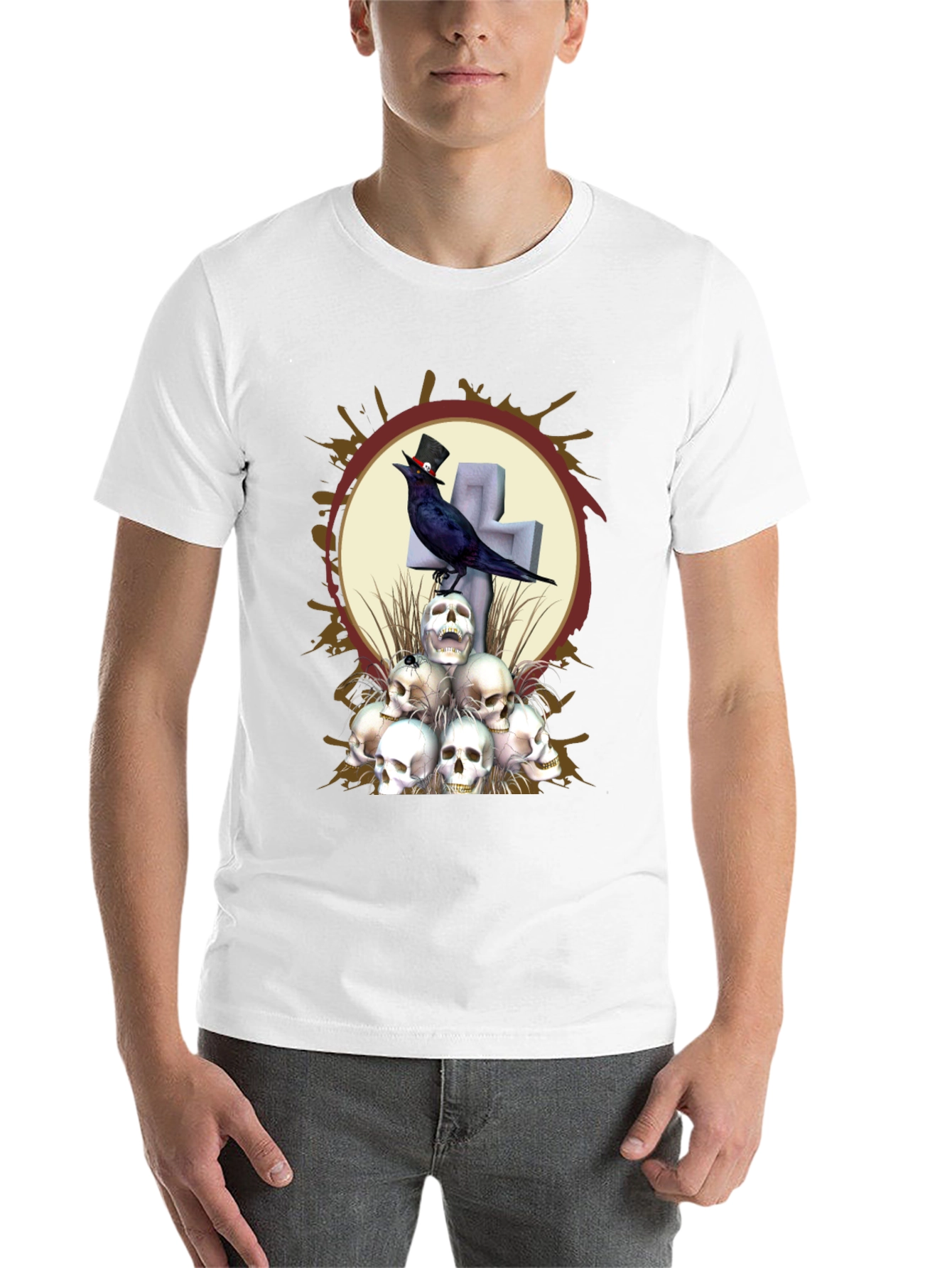 Skull & Raven Graphic T-Shirt - Gothic Style