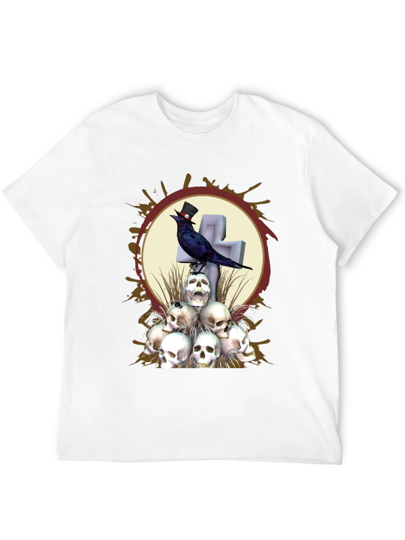 Skull & Raven Graphic T-Shirt - Gothic Style
