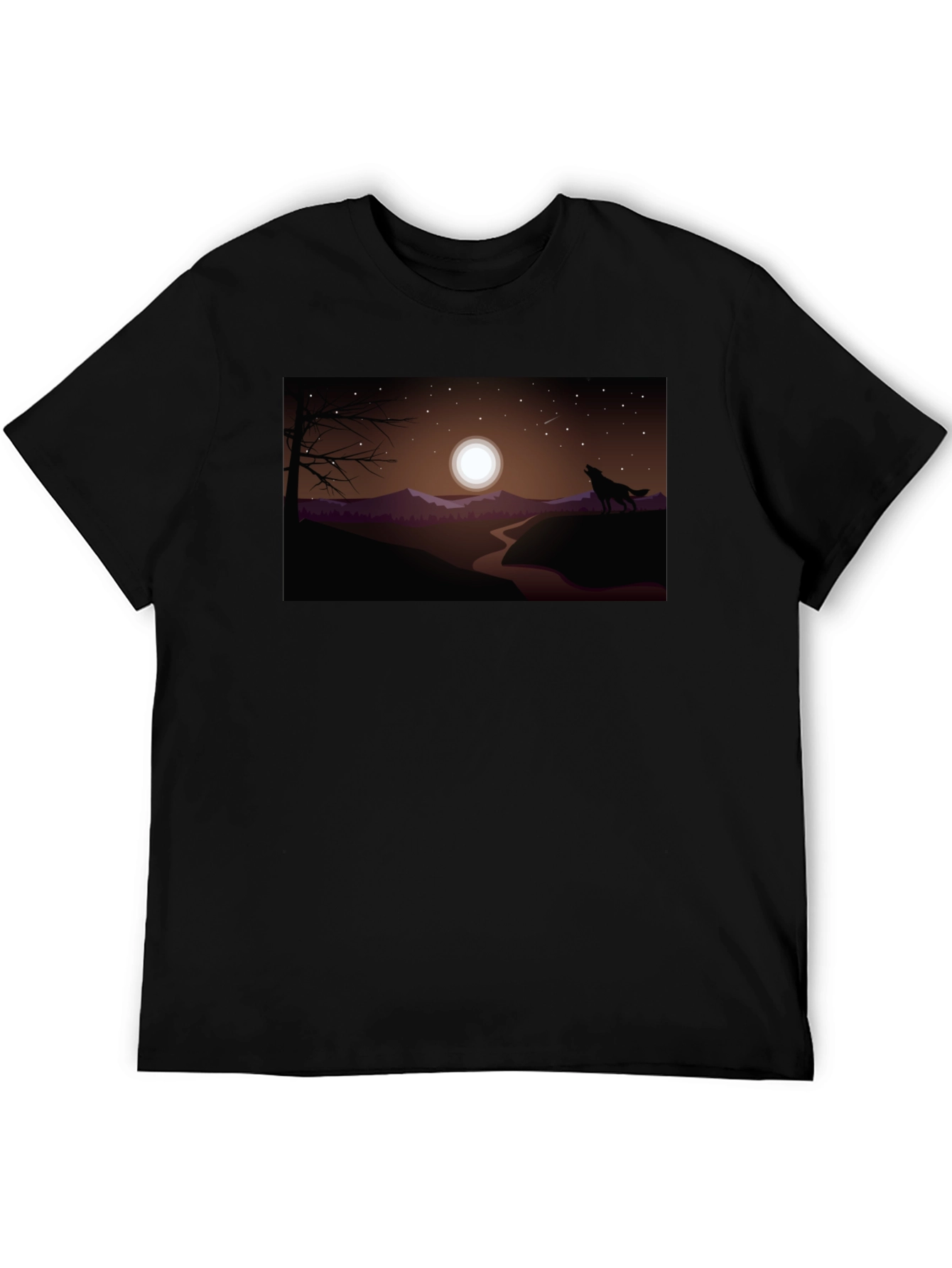 Wolf Howling at Moon Graphic Tee
