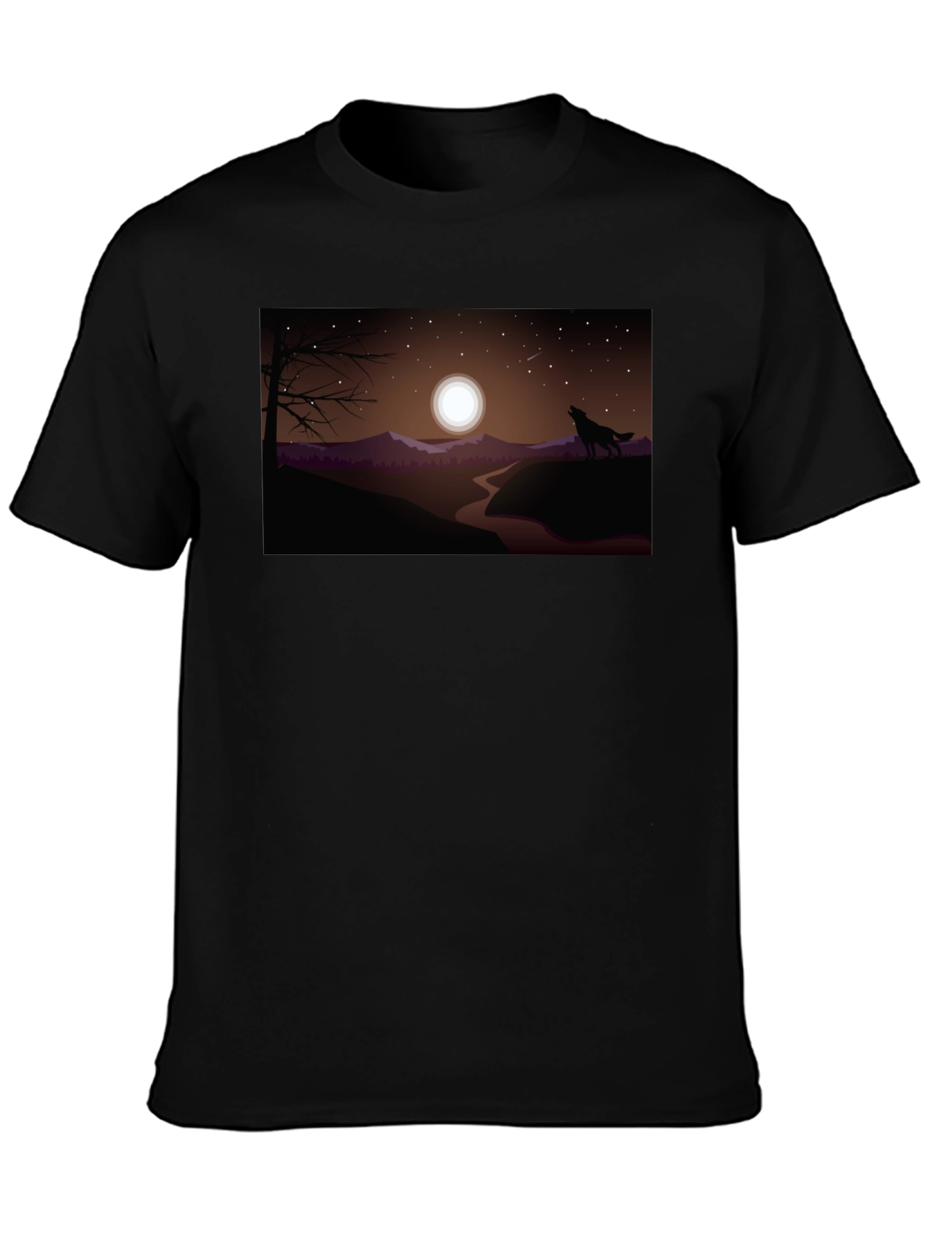 Wolf Howling at Moon Graphic Tee