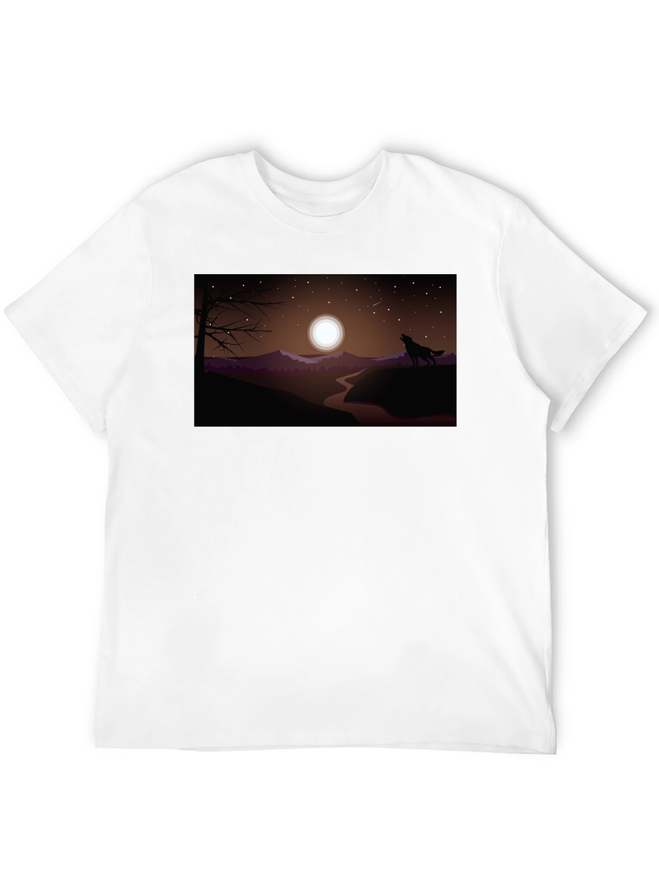 Wolf Howling at Moon Graphic Tee