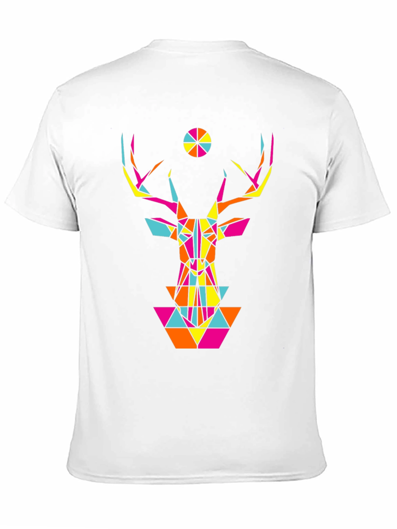 Geometric Deer Head Graphic Black T-Shirt