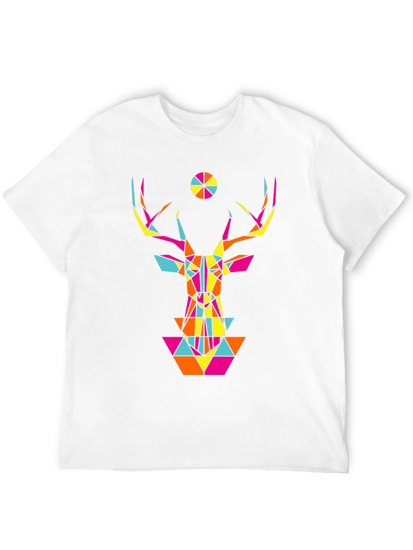 Geometric Deer Head Graphic Black T-Shirt