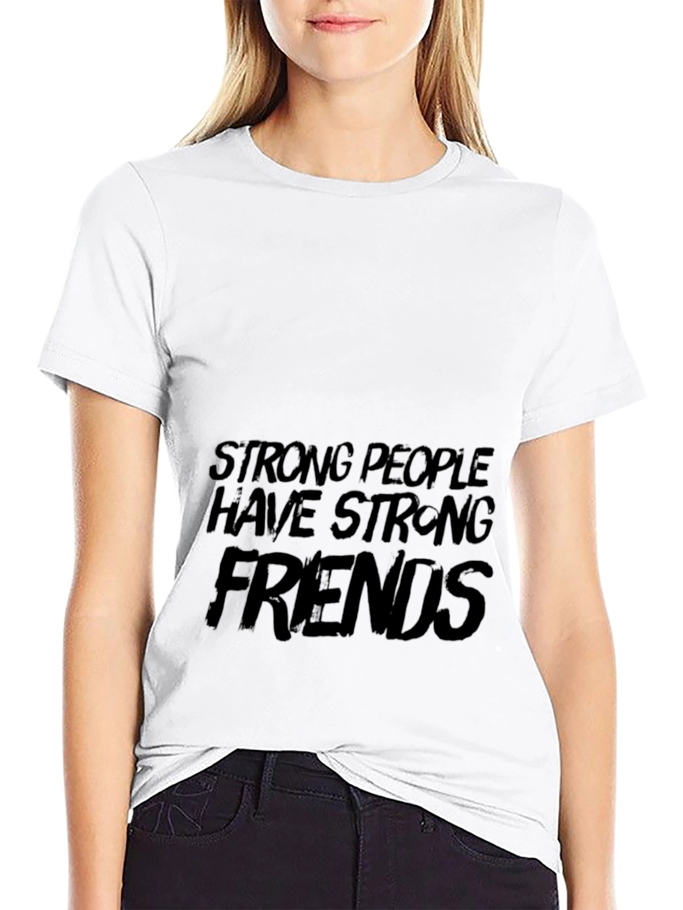 Strong People Friends Black Graphic Tee