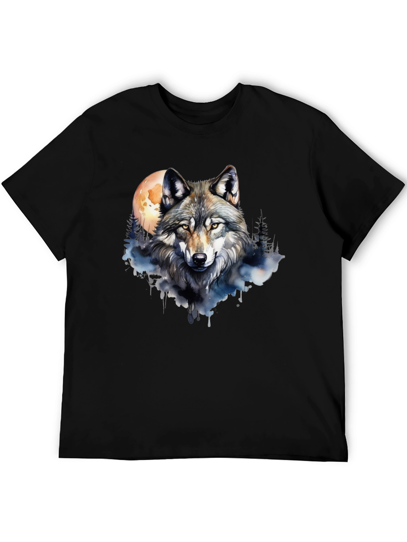 Wolf Moon Graphic Tee - Black Cotton T-Shirt