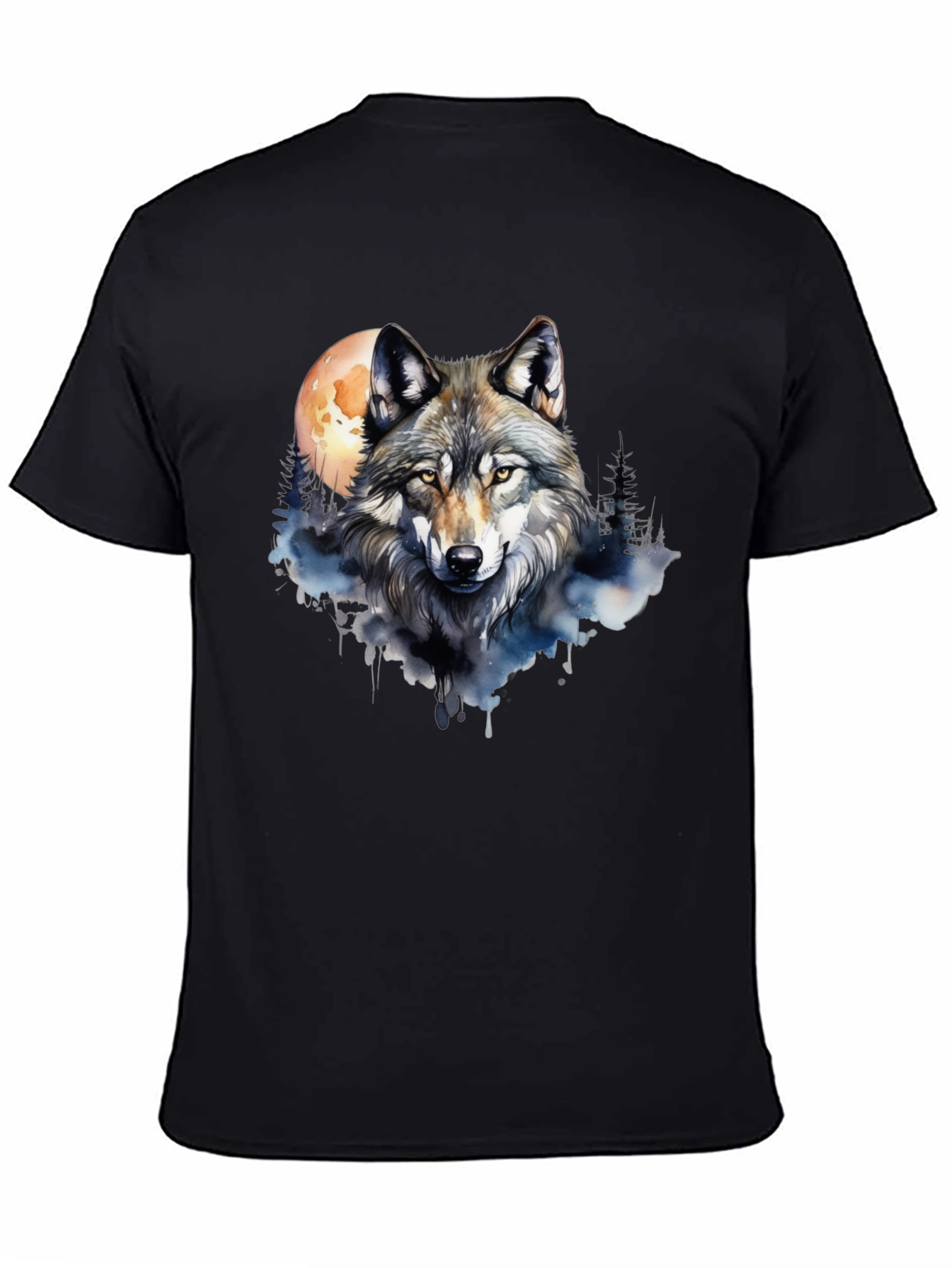 Wolf Moon Graphic Tee - Black Cotton T-Shirt