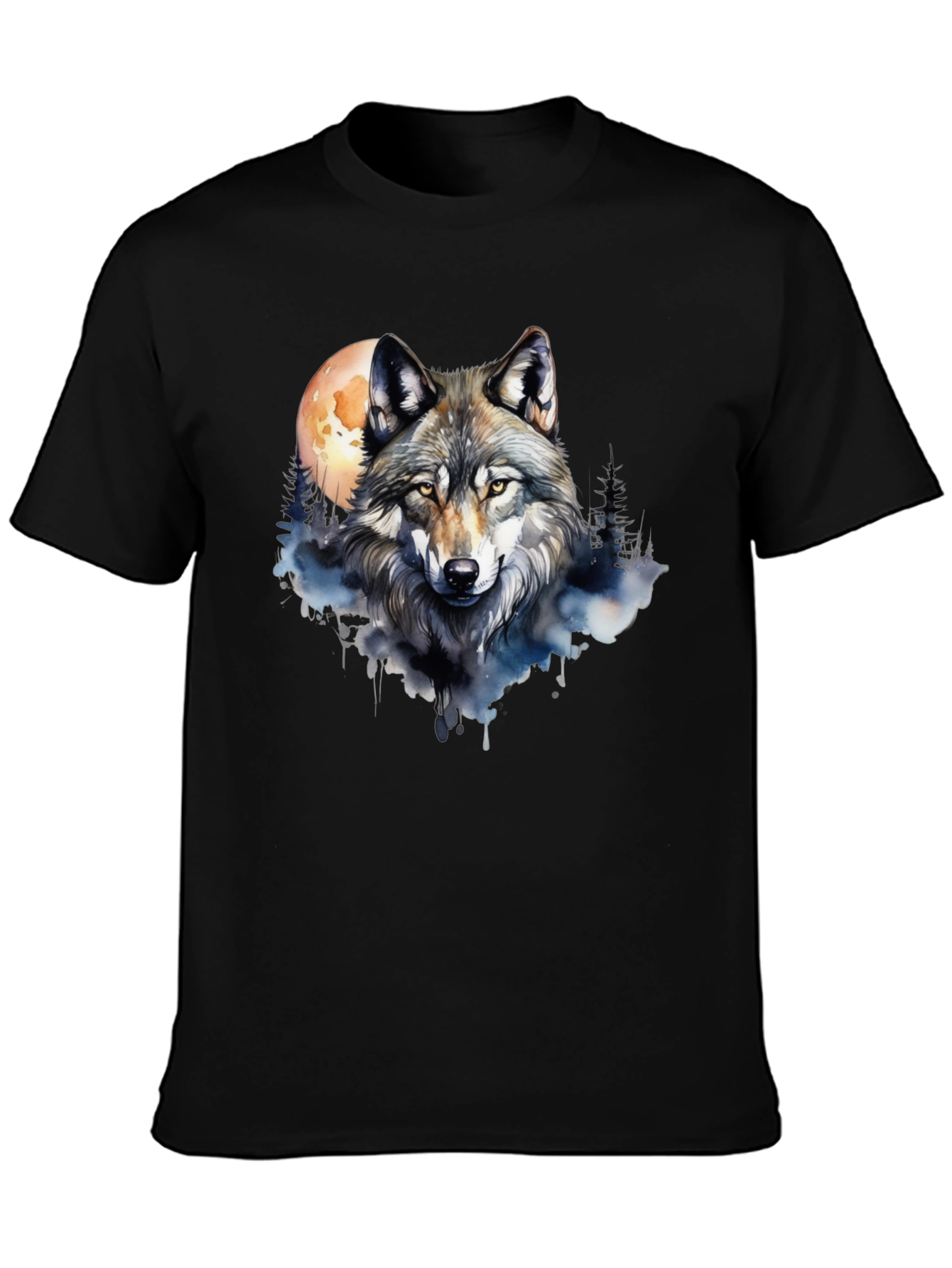 Wolf Moon Graphic Tee - Black Cotton T-Shirt