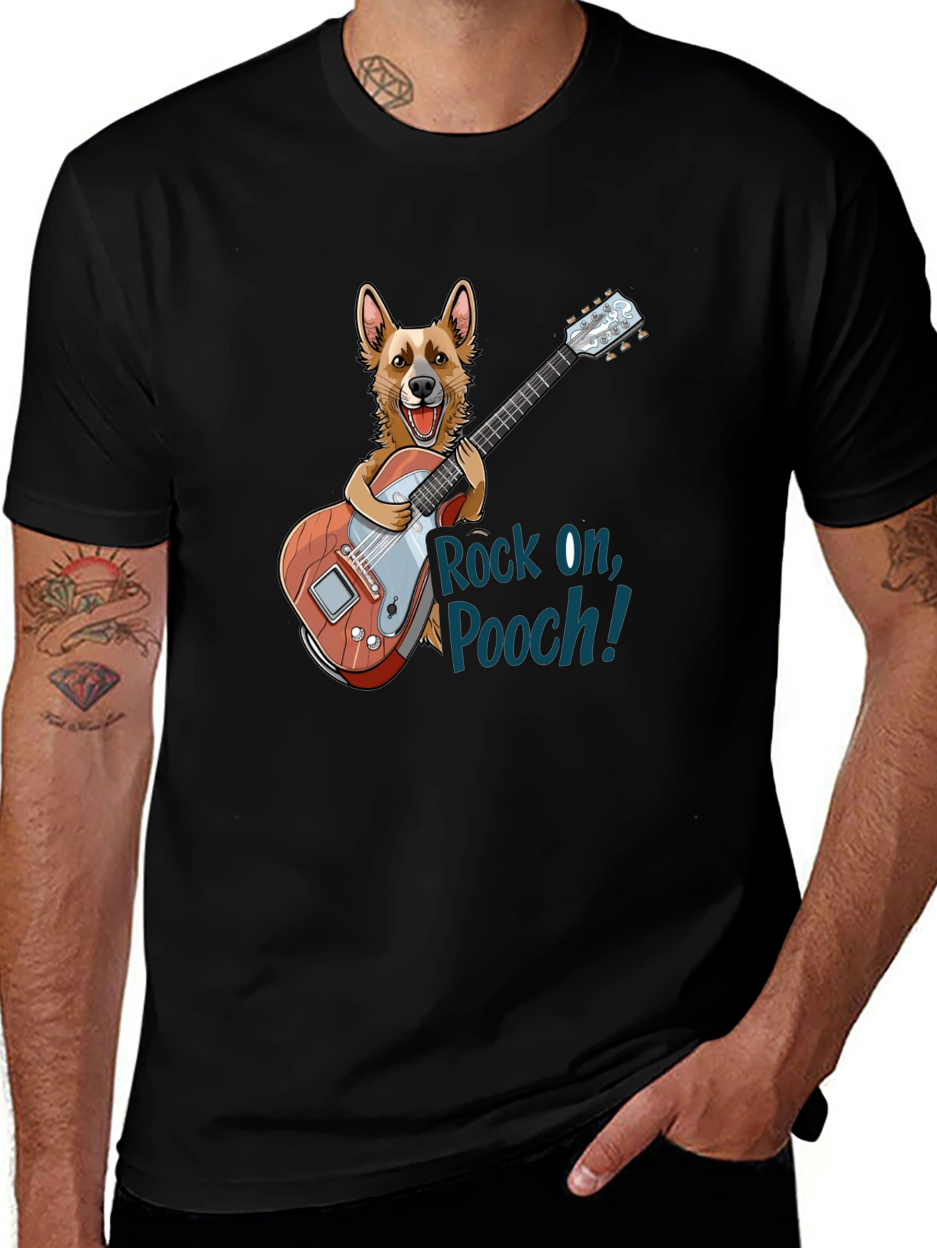 Rock On Pooch! Novelty Graphic T-Shirt