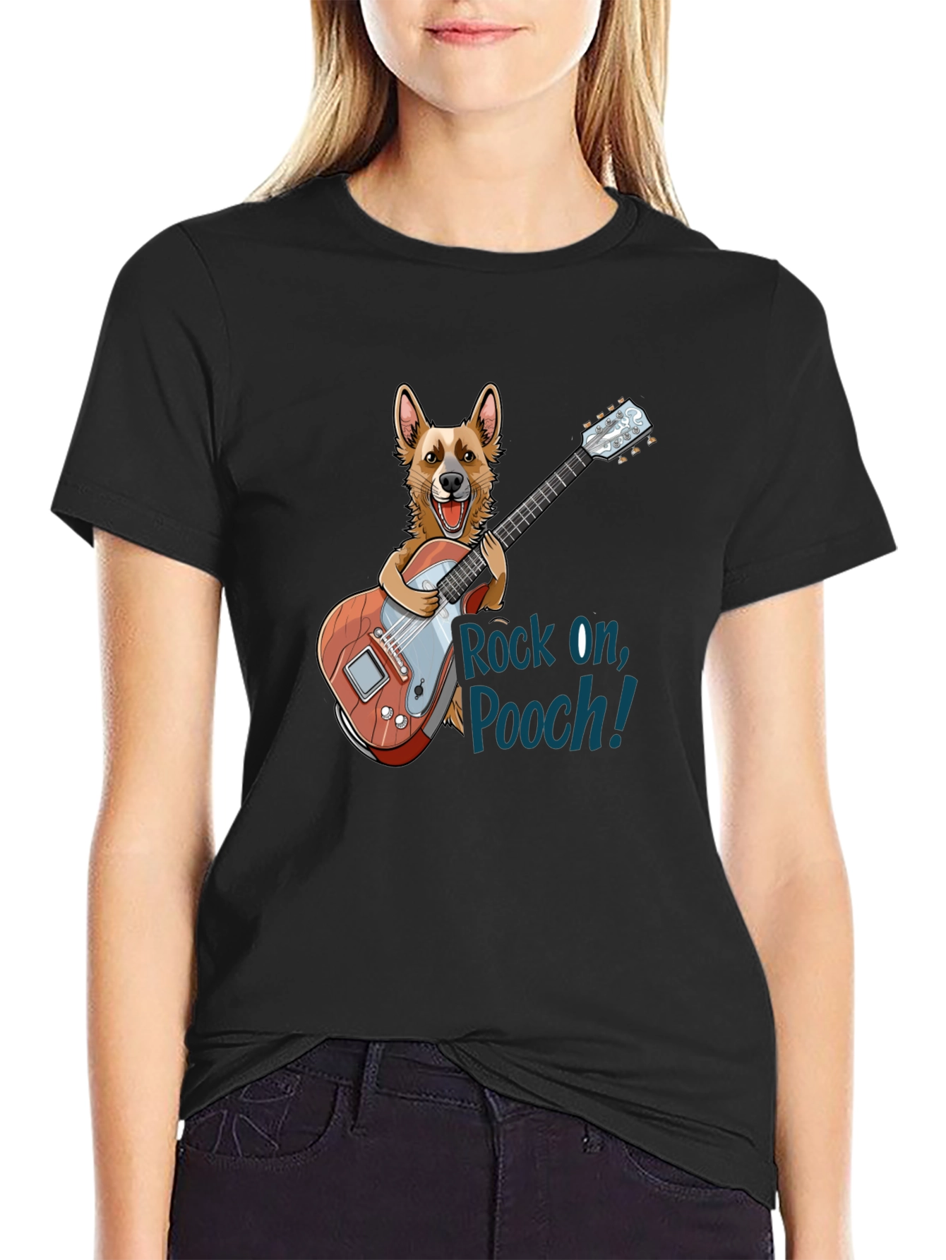 Rock On Pooch! Novelty Graphic T-Shirt