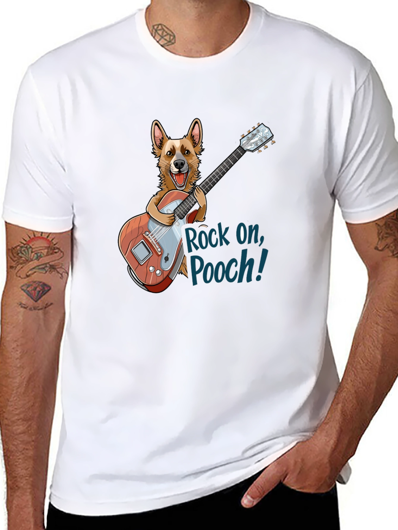 Rock On Pooch! Novelty Graphic T-Shirt