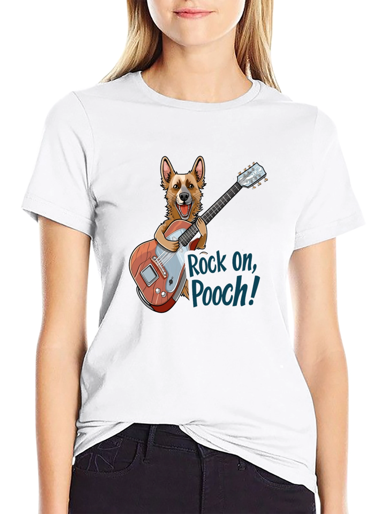 Rock On Pooch! Novelty Graphic T-Shirt