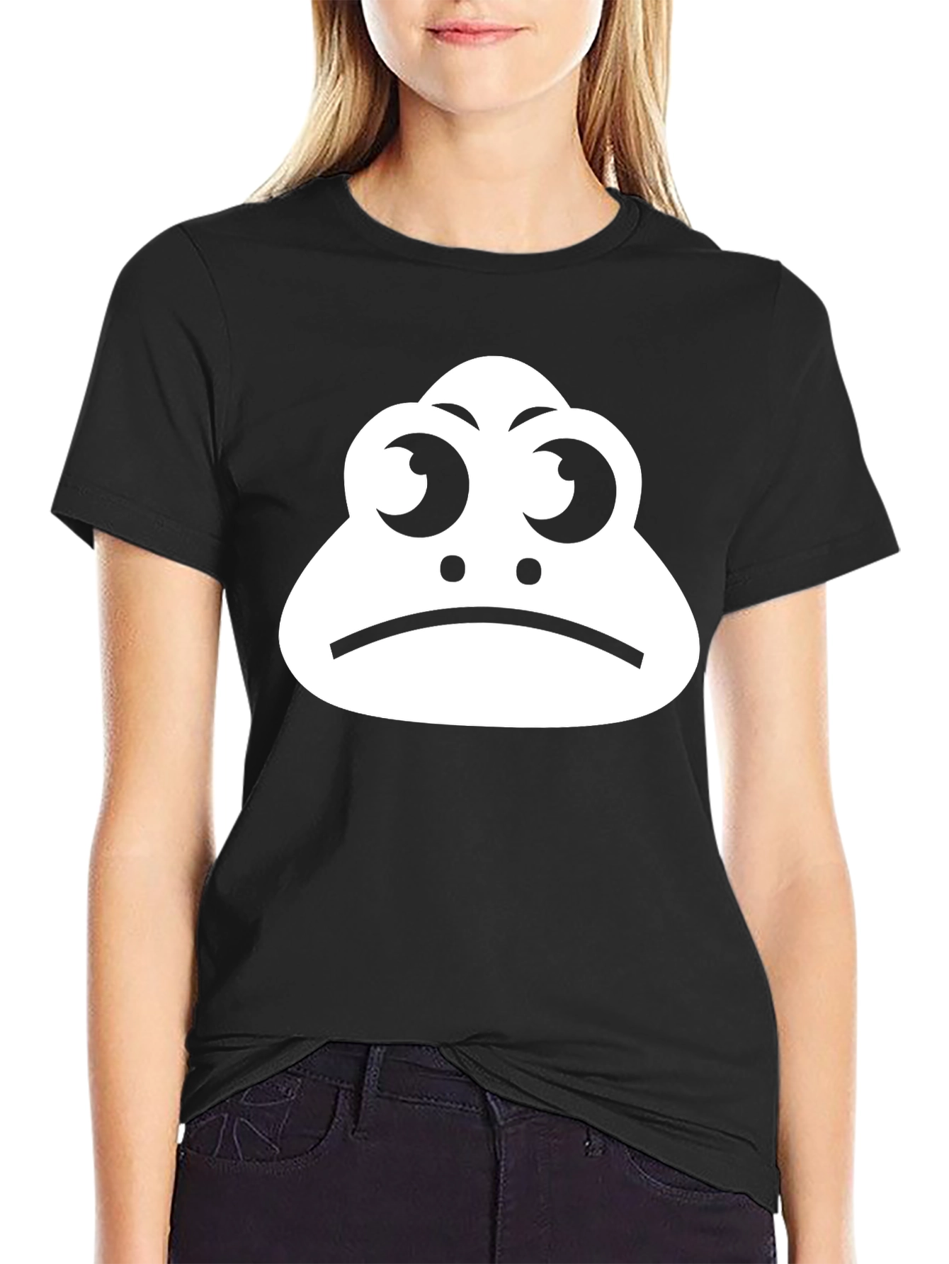 Sad Frog Graphic Tee - Trendy Black T-Shirt