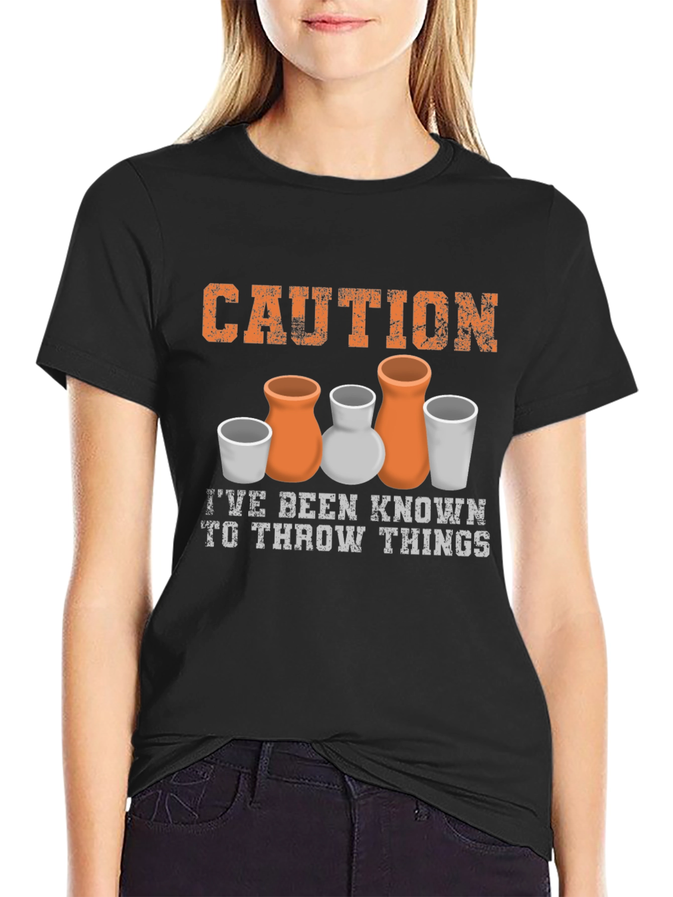 Caution I Throw Things Pottery T-Shirt