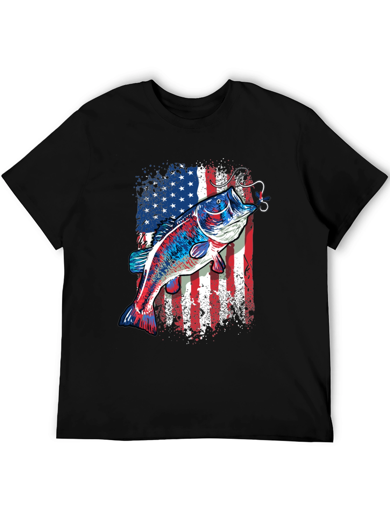 American Flag Bass Fishing T-Shirt