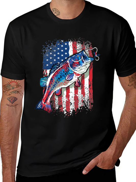 American Flag Bass Fishing T-Shirt