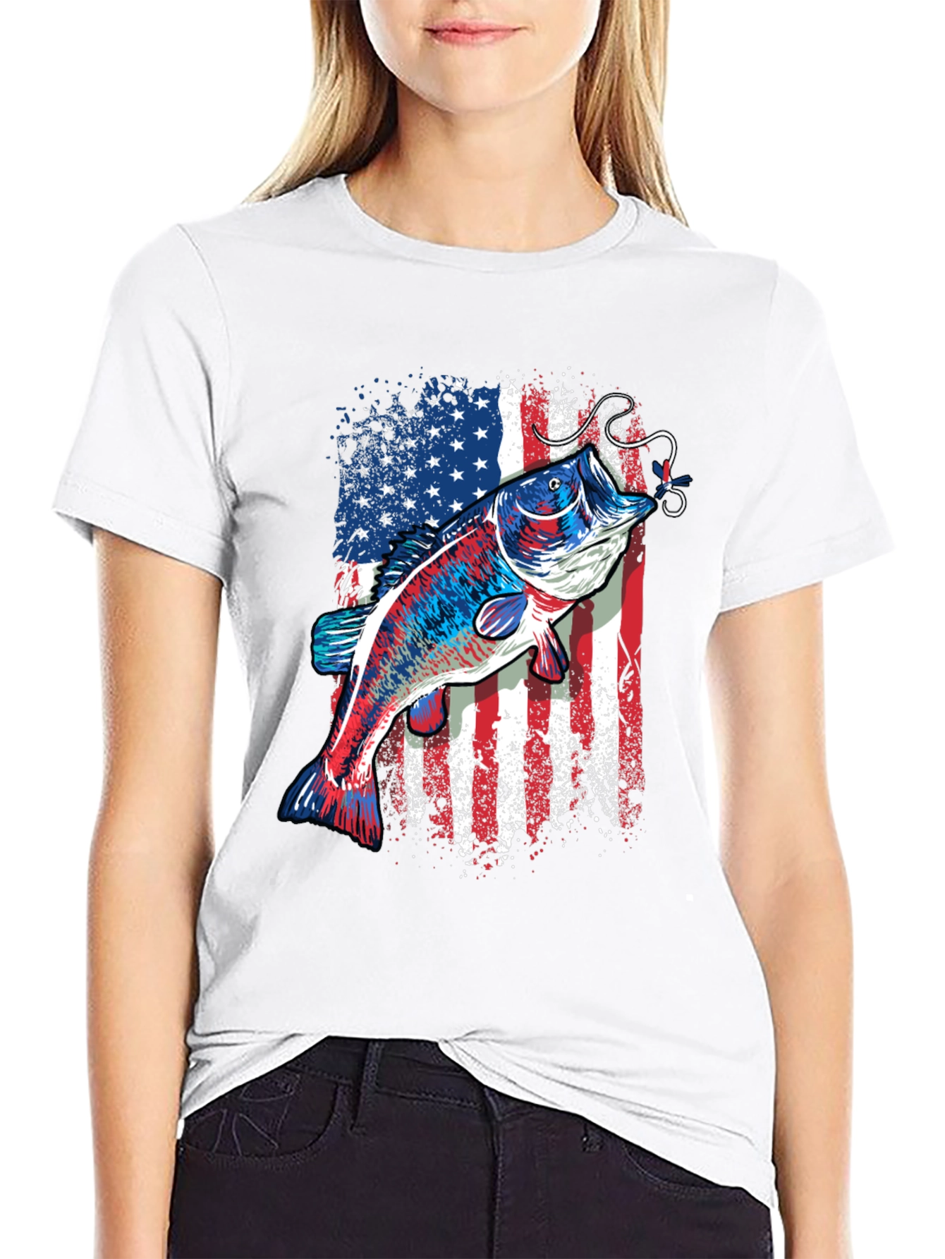 American Flag Bass Fishing T-Shirt