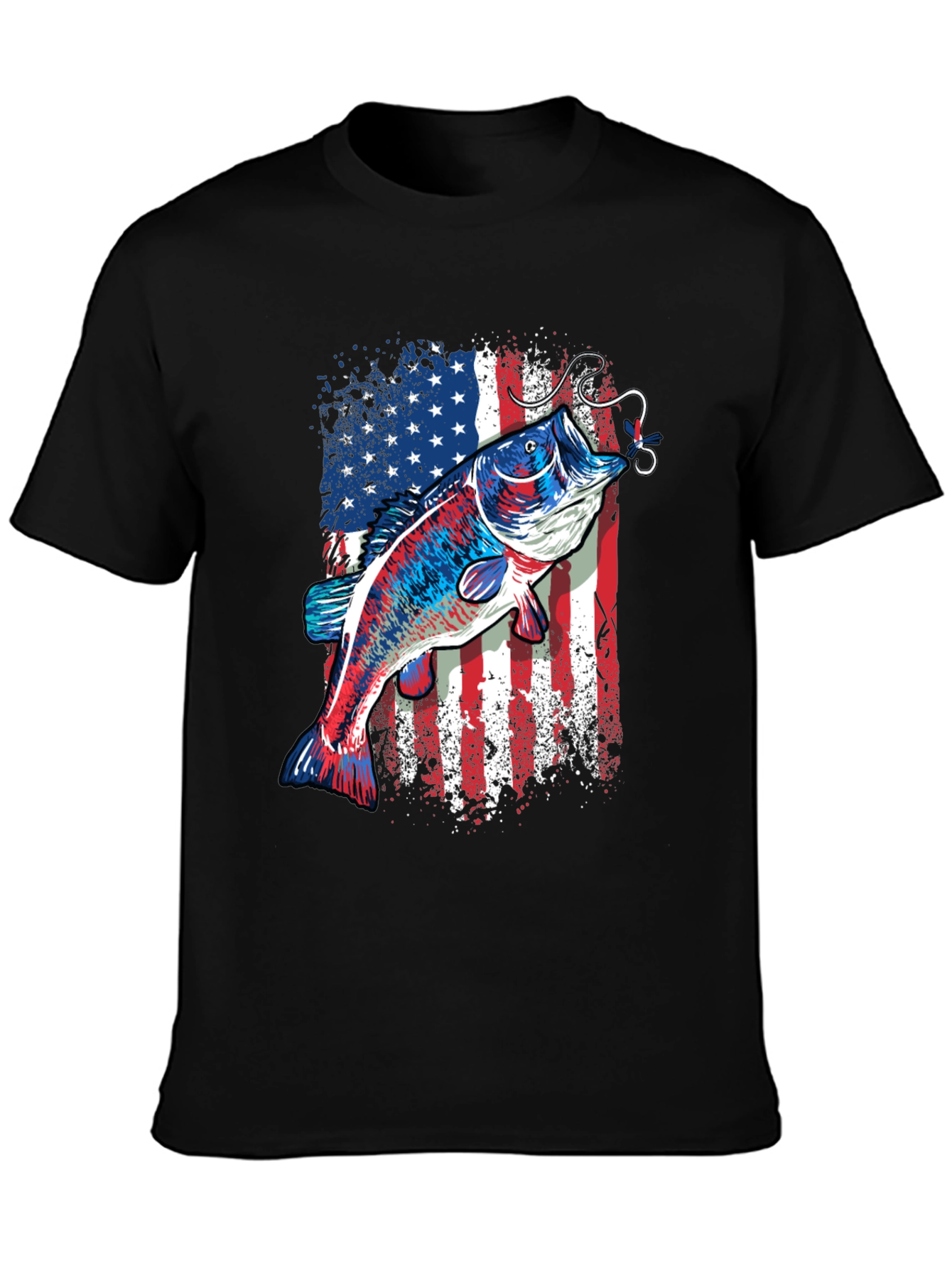 American Flag Bass Fishing T-Shirt
