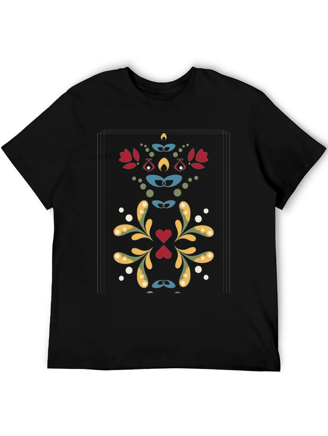 Floral Symmetry Graphic Black T-Shirt