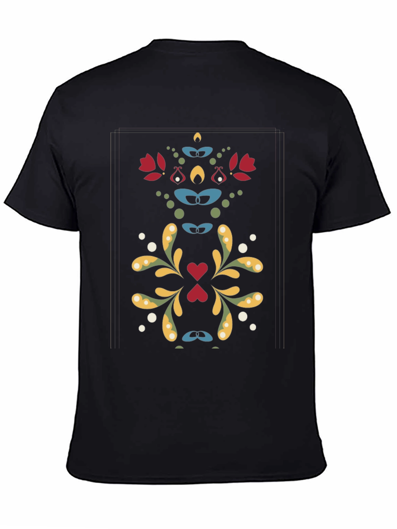 Floral Symmetry Graphic Black T-Shirt