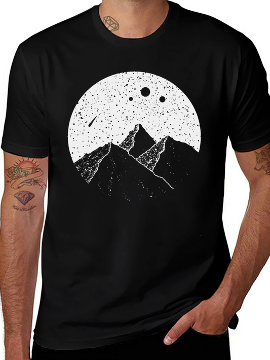 Mountain Peaks Galaxy Black T-Shirt