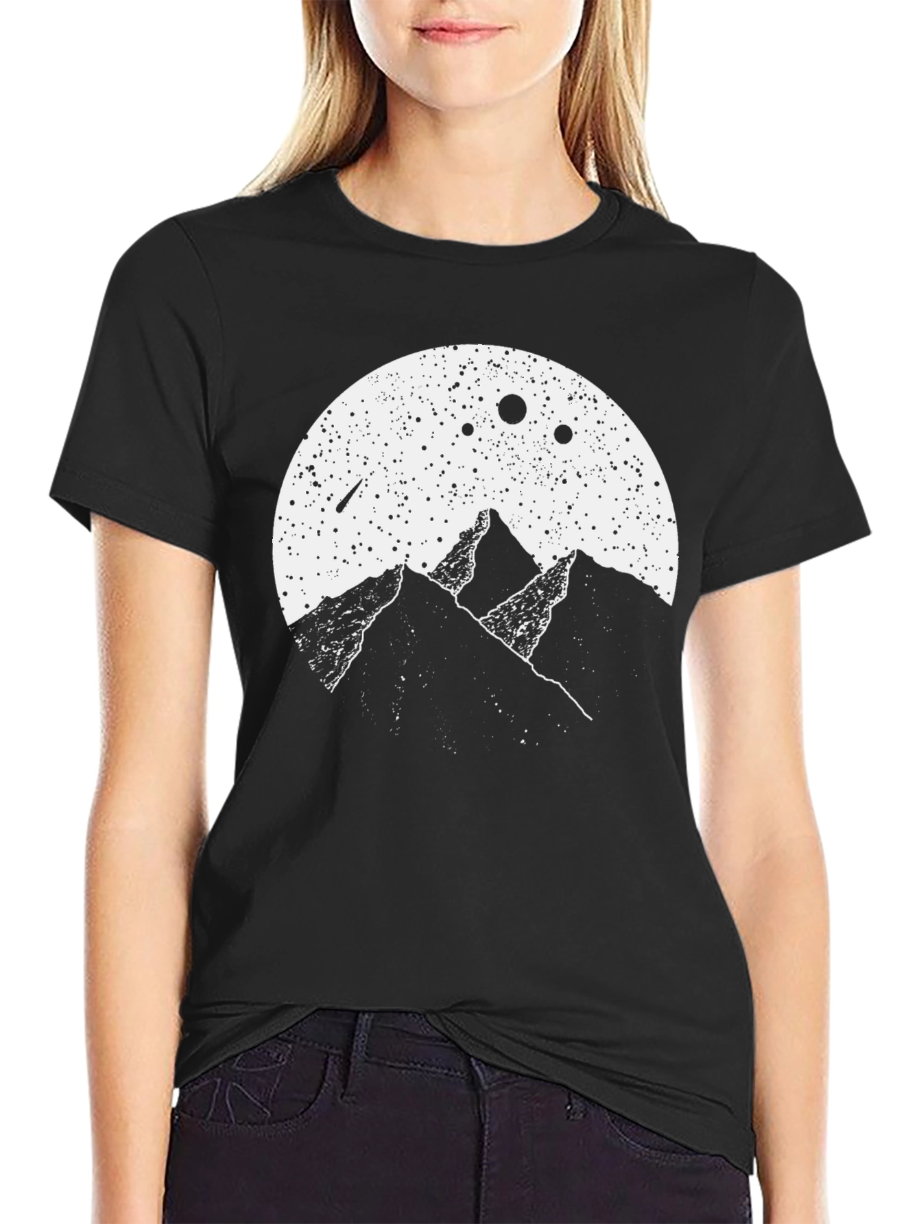 Mountain Peaks Galaxy Black T-Shirt