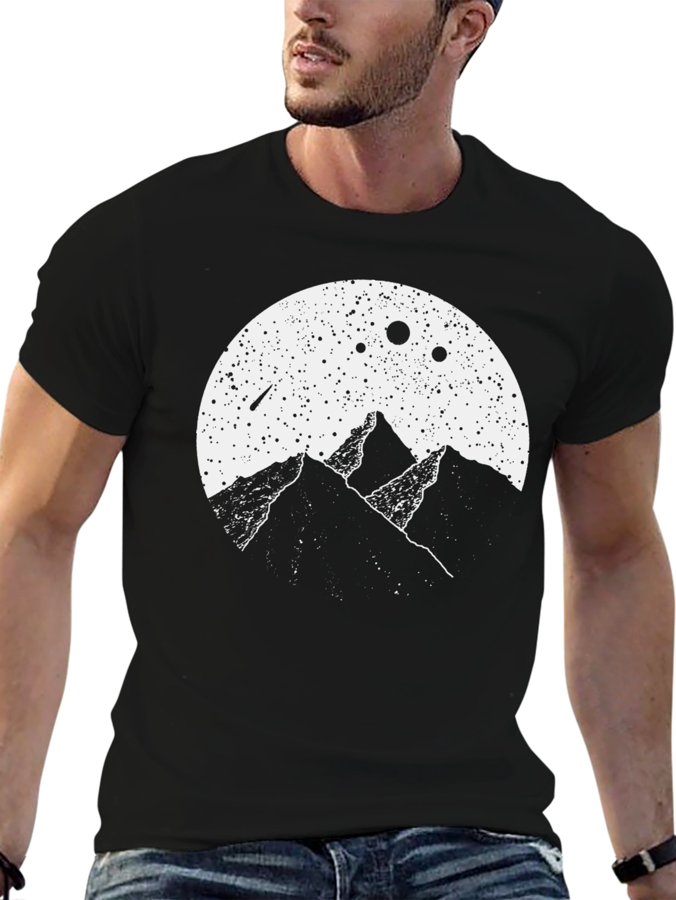 Mountain Peaks Galaxy Black T-Shirt