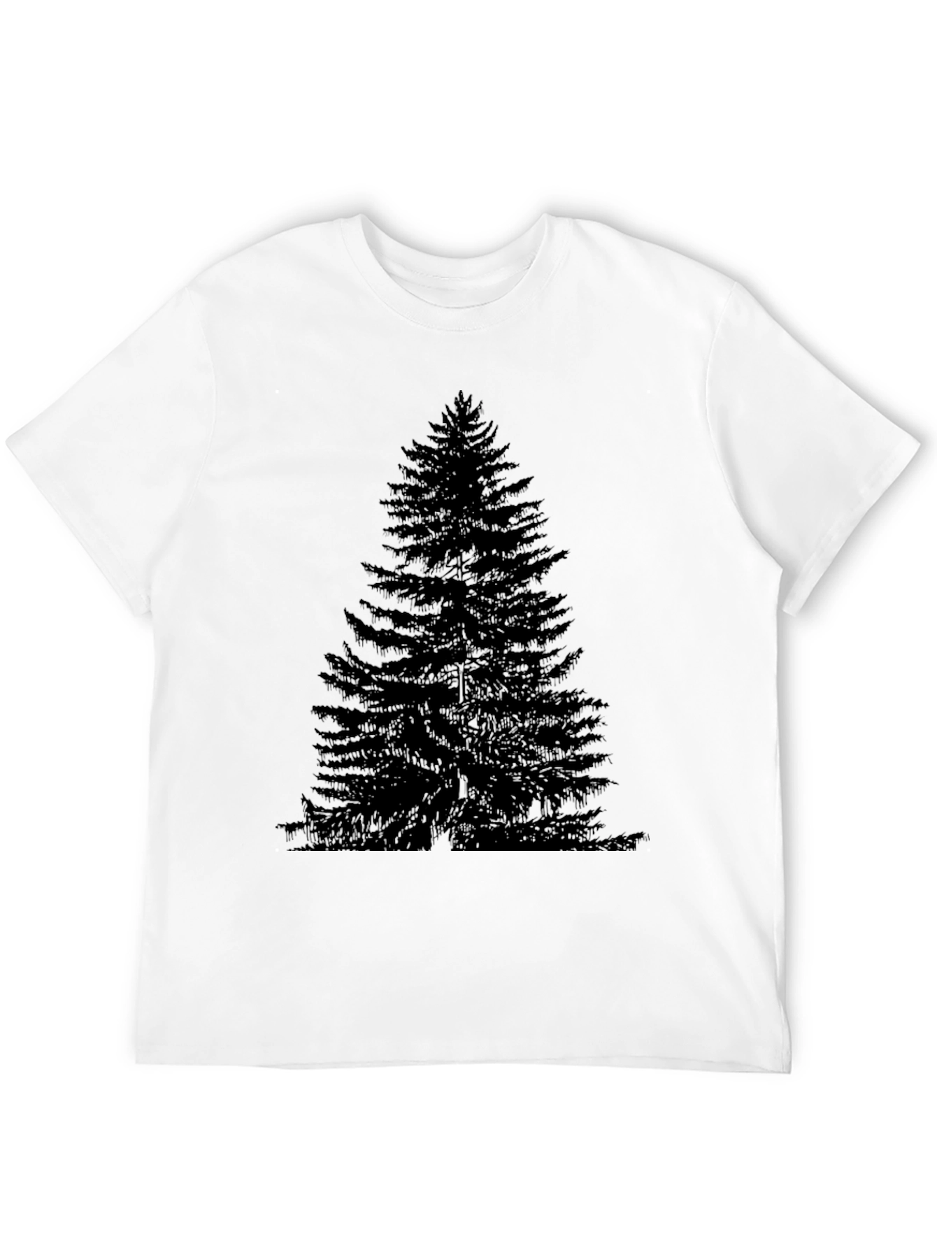 Mens Black T-Shirt with Pine Tree Print