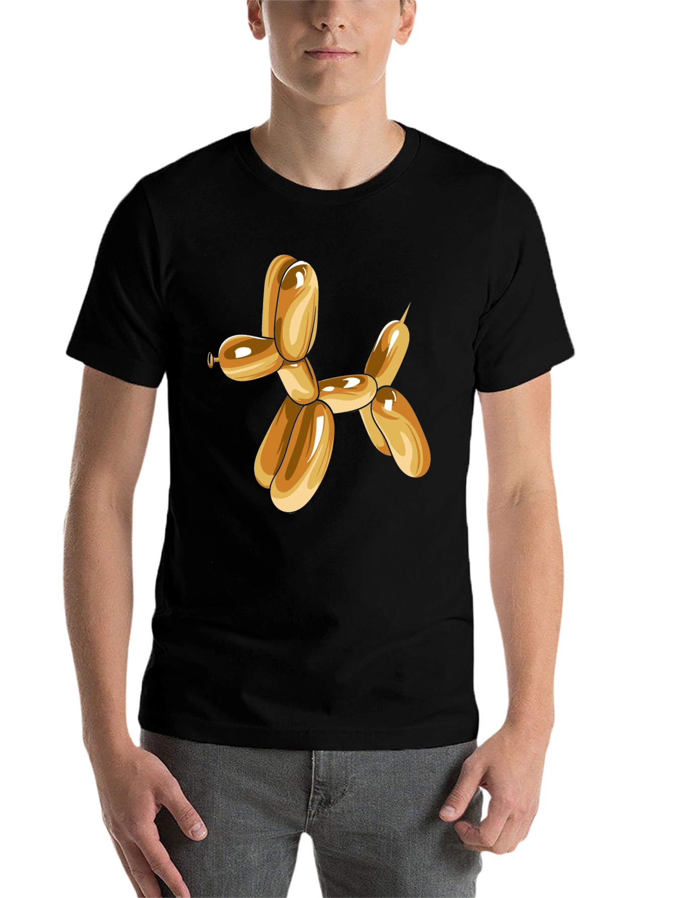 Balloon Dog Graphic Tee - Black Cotton Blend