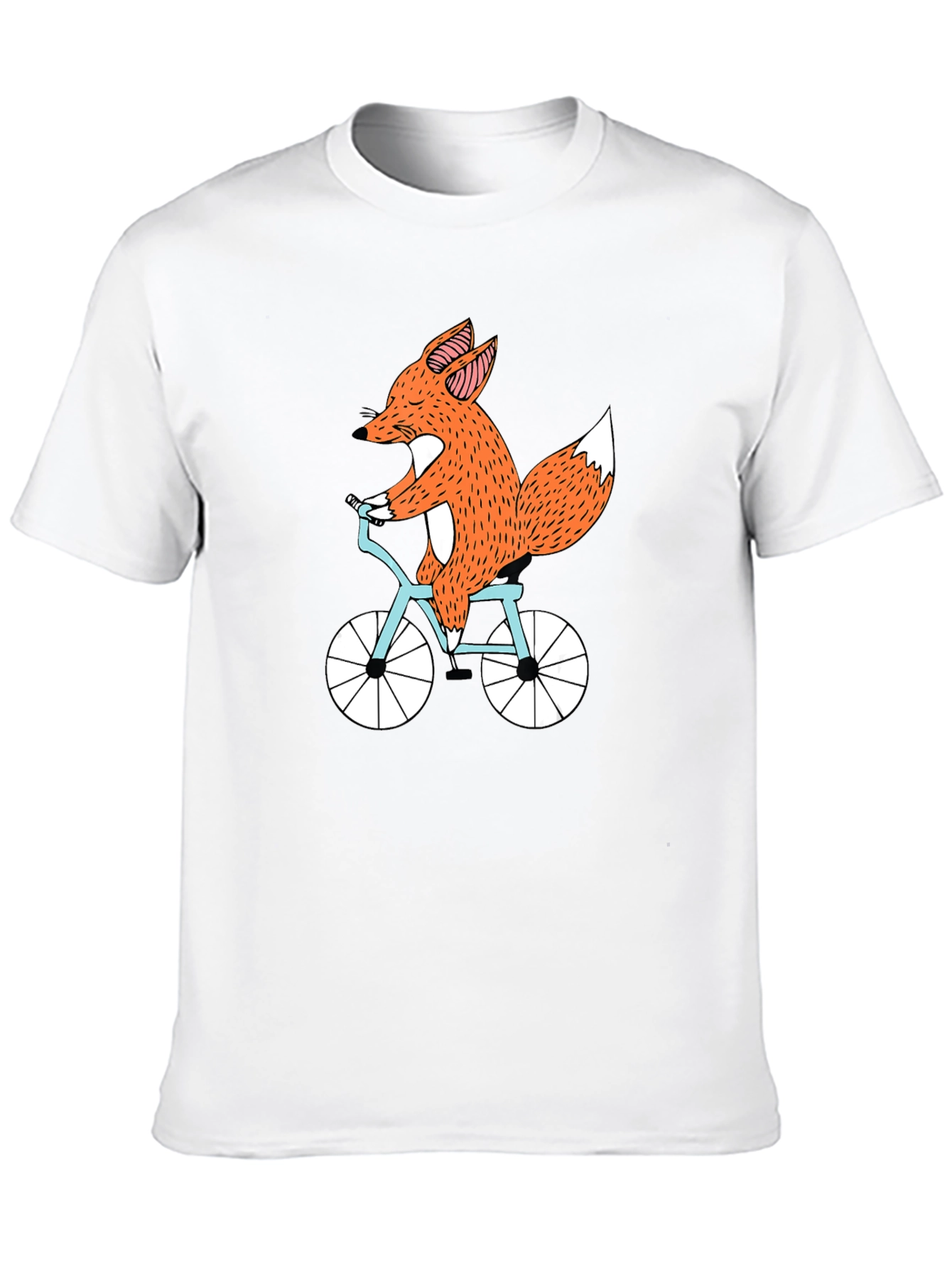 Fox on Bike Graphic Tee - Black Cotton T-Shirt