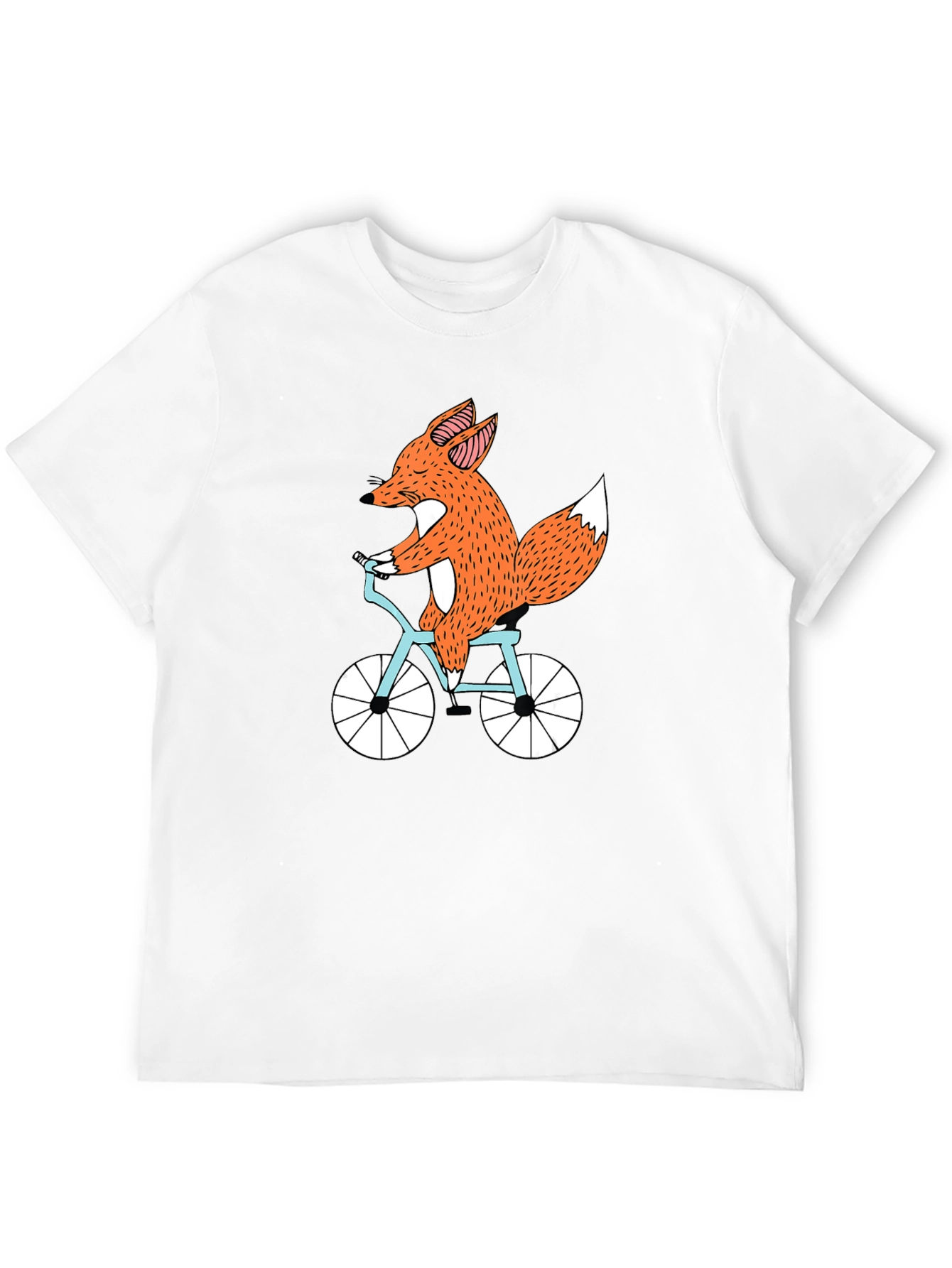 Fox on Bike Graphic Tee - Black Cotton T-Shirt