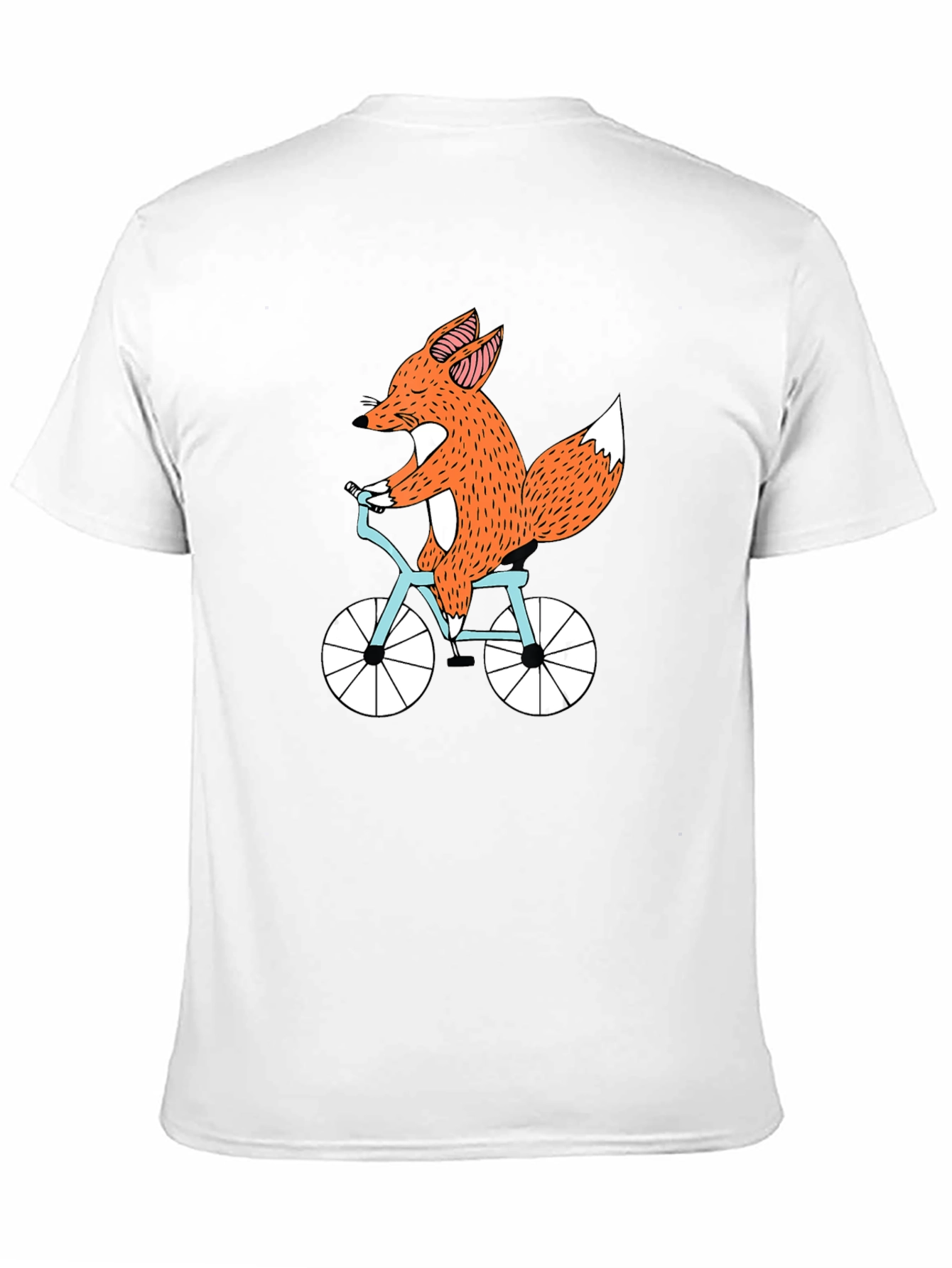 Fox on Bike Graphic Tee - Black Cotton T-Shirt
