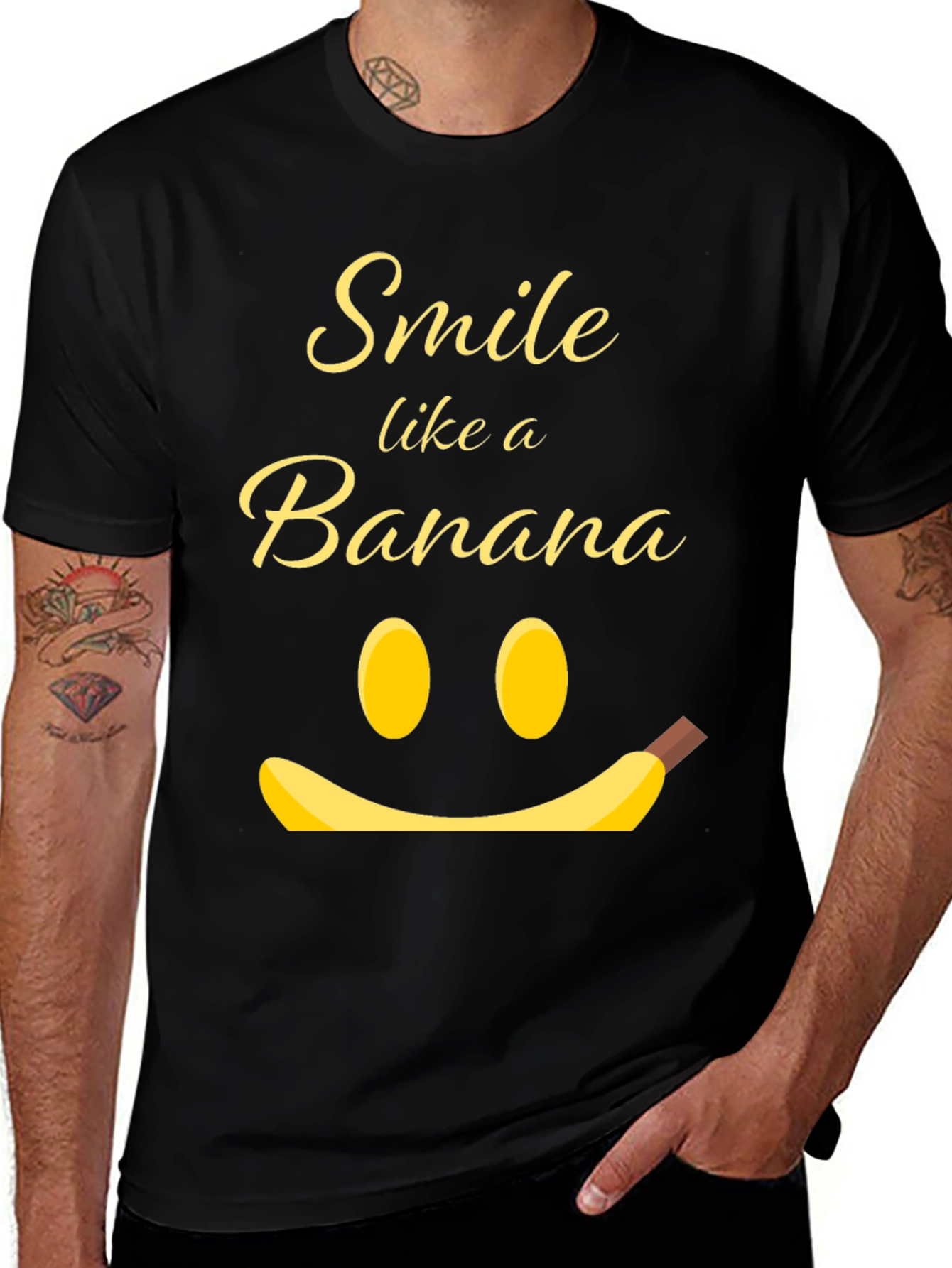 Smile Like a Banana Black Graphic T-Shirt