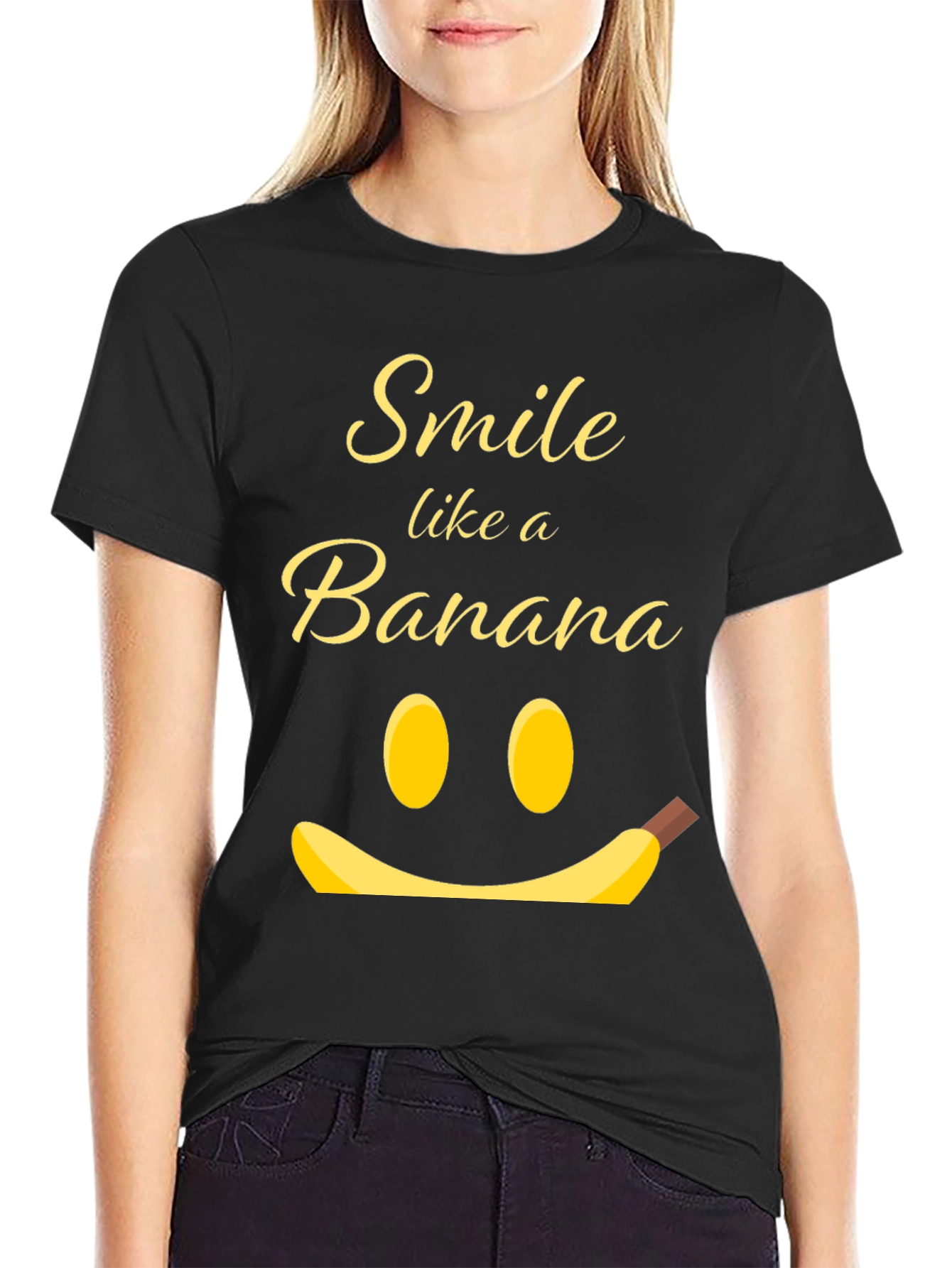 Smile Like a Banana Black Graphic T-Shirt
