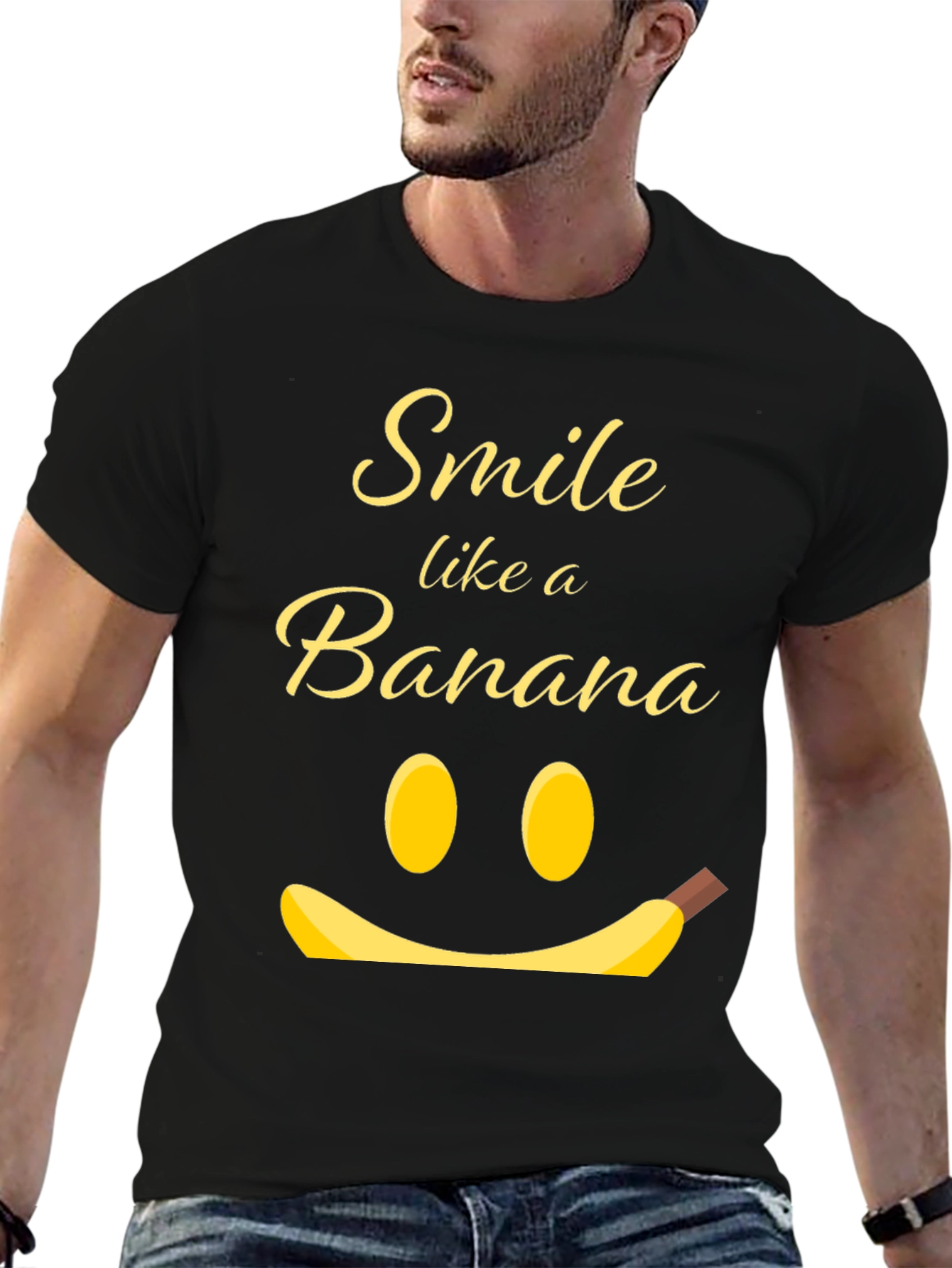 Smile Like a Banana Black Graphic T-Shirt