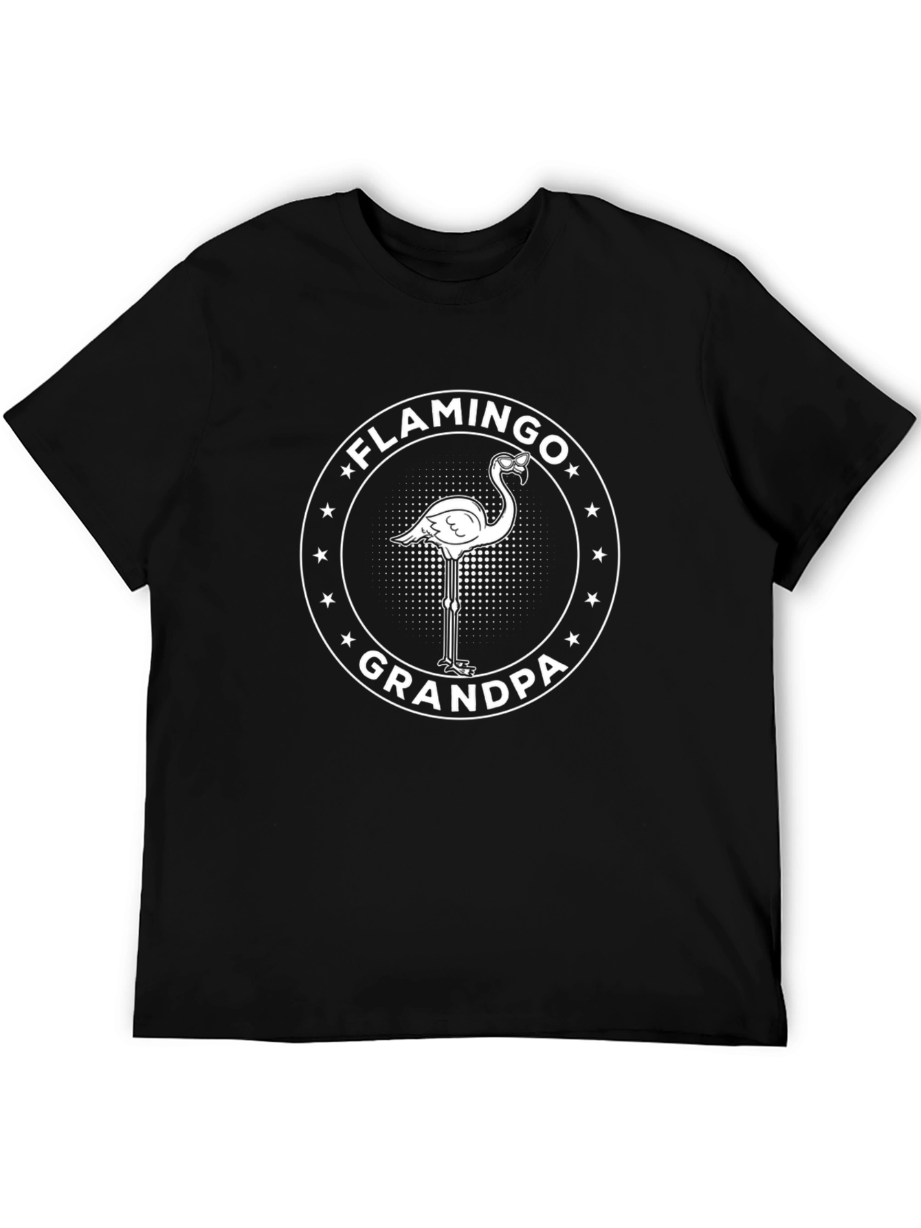 Flamingo Grandpa Graphic Tee - Cool Black T-Shirt