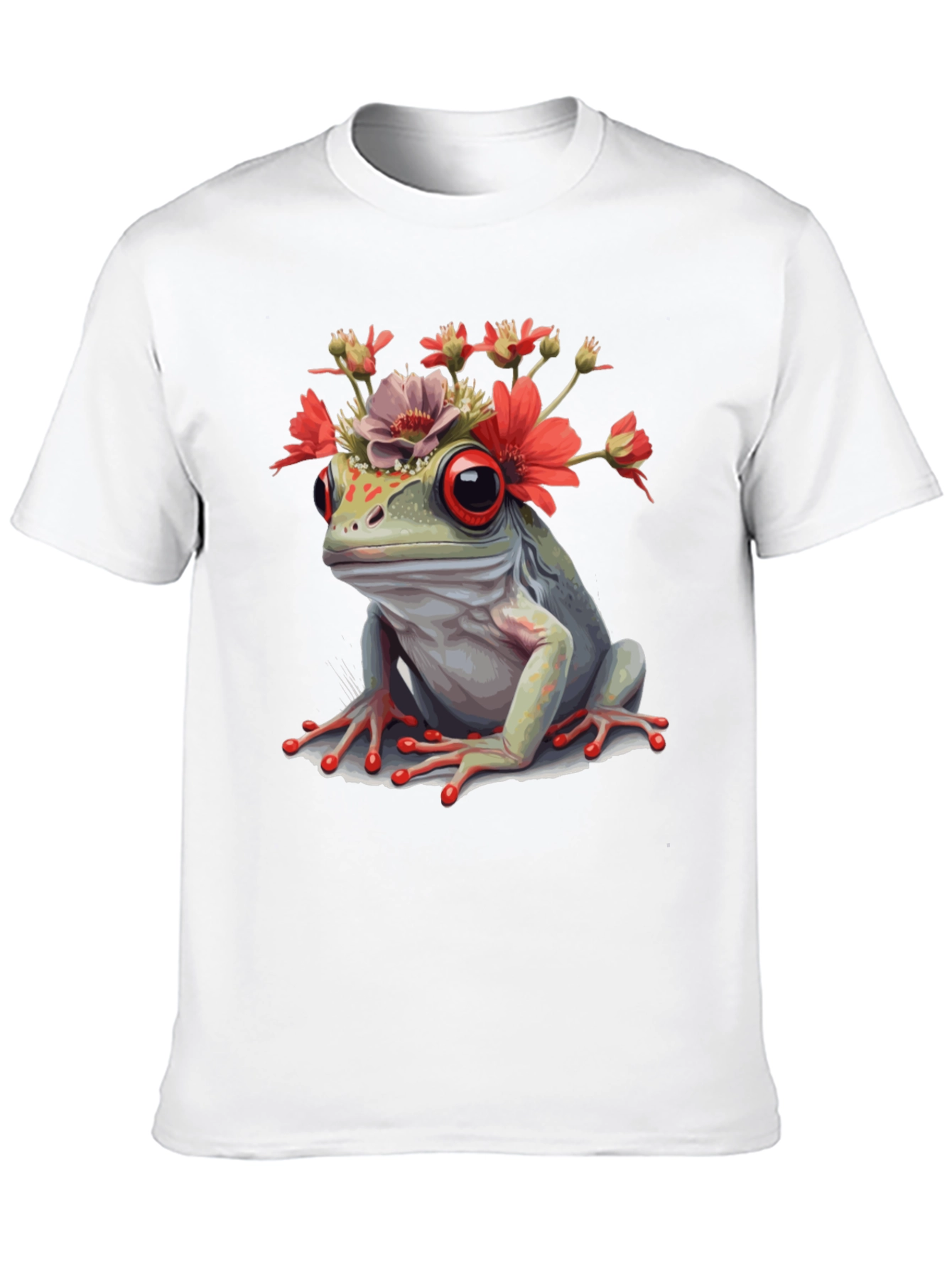 Frog with Flowers Graphic T-Shirt