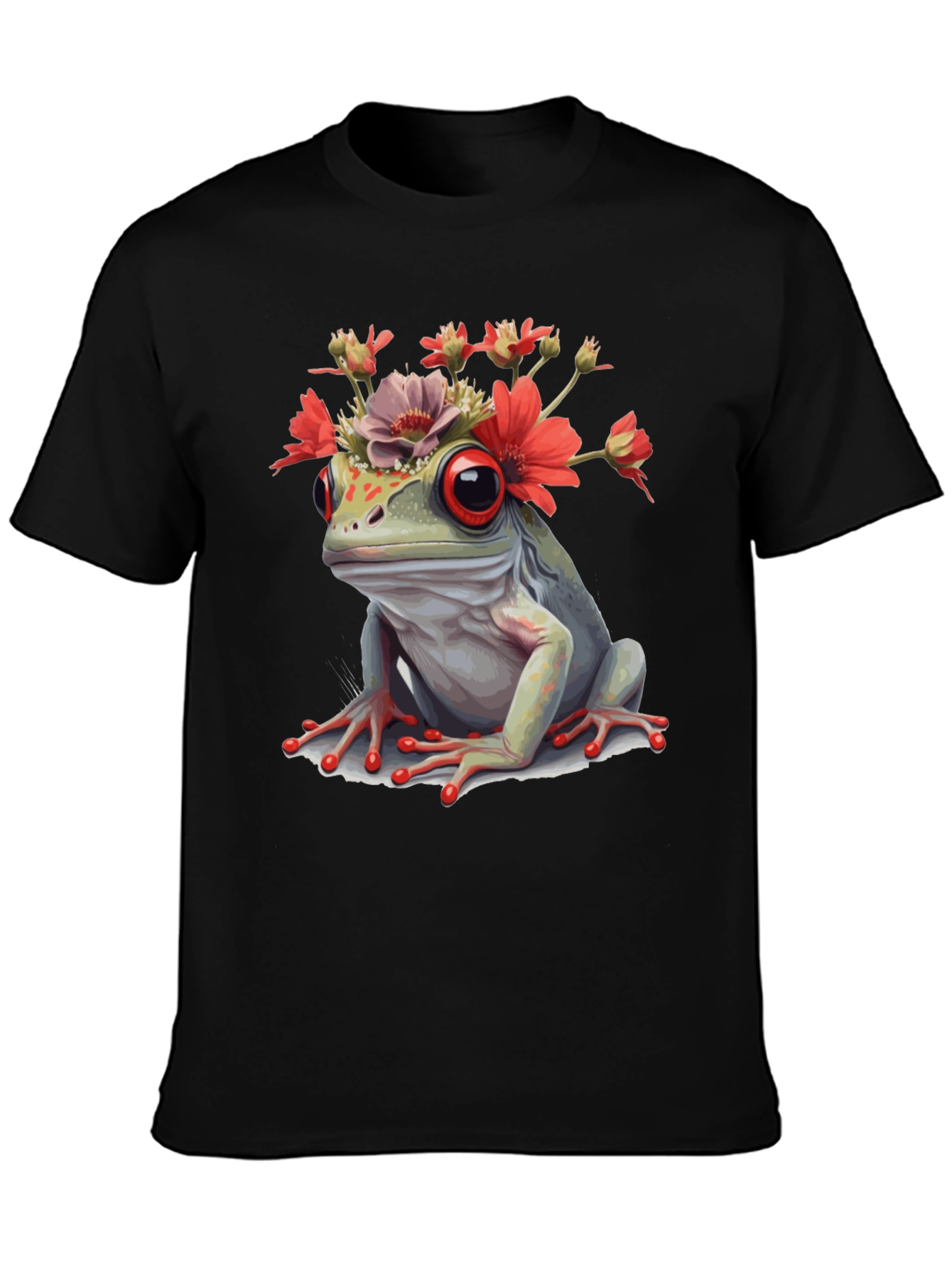 Frog with Flowers Graphic T-Shirt