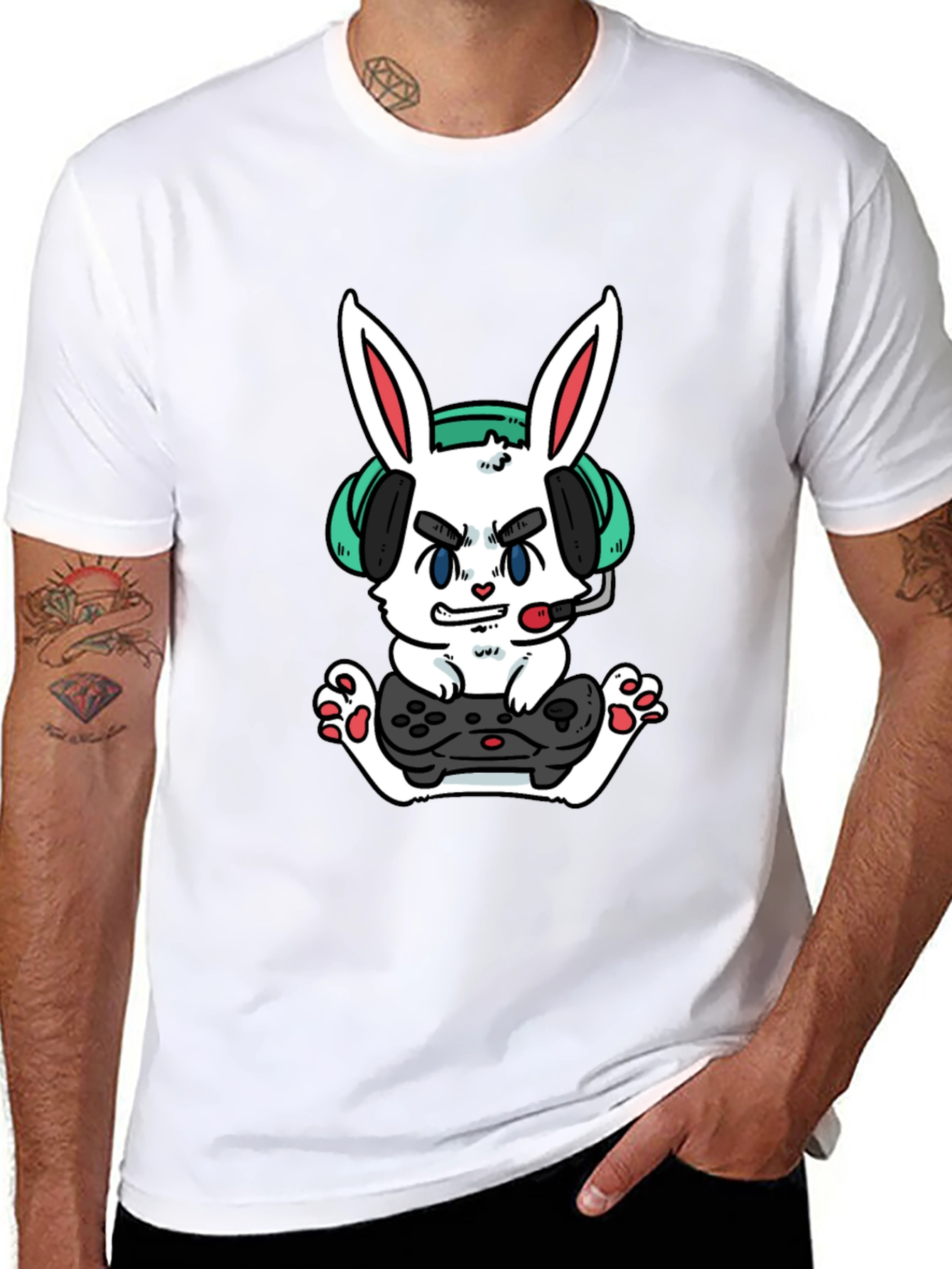 Gamer Bunny T-Shirt - Funny Cartoon Rabbit Tee