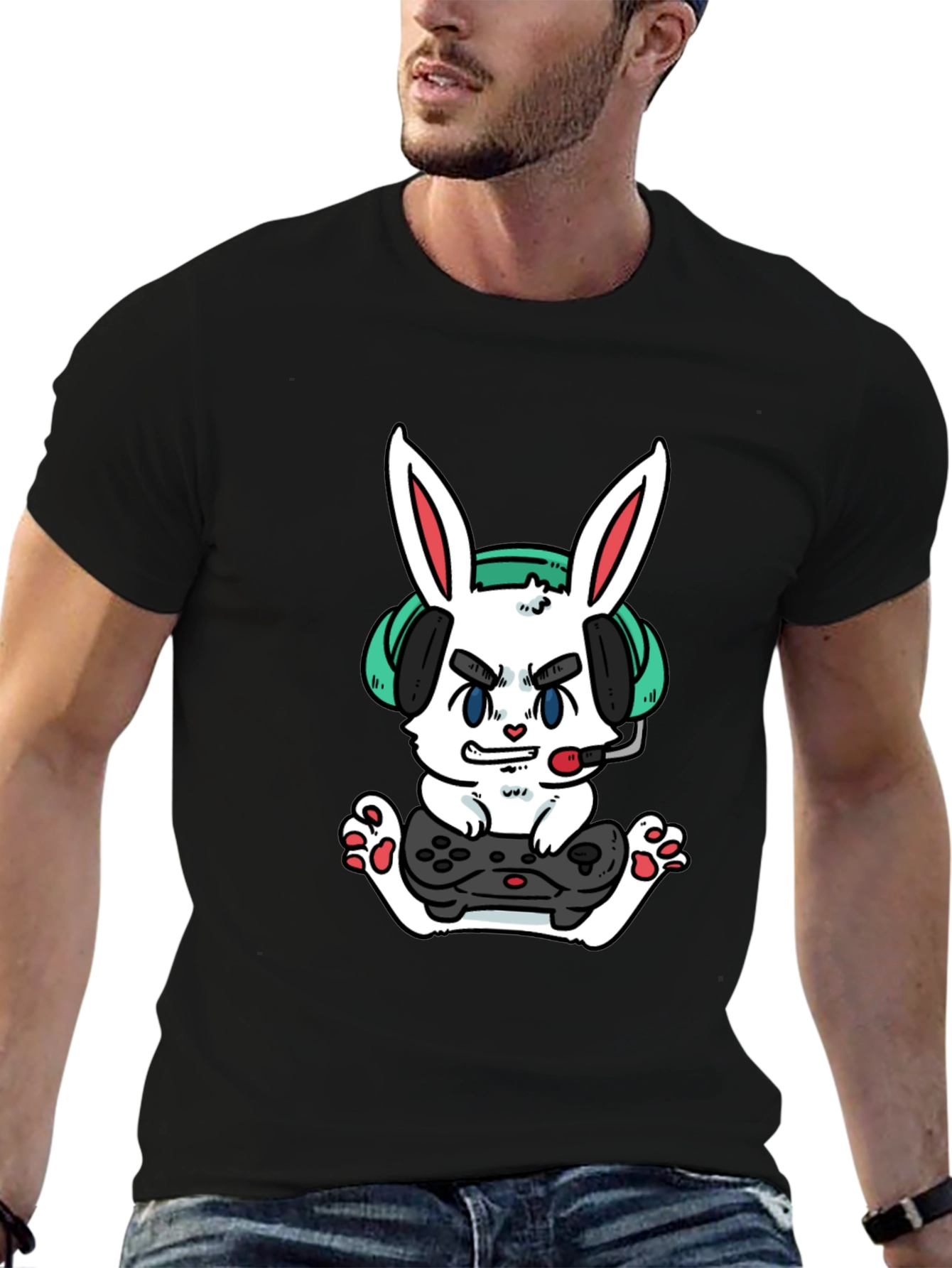 Gamer Bunny T-Shirt - Funny Cartoon Rabbit Tee