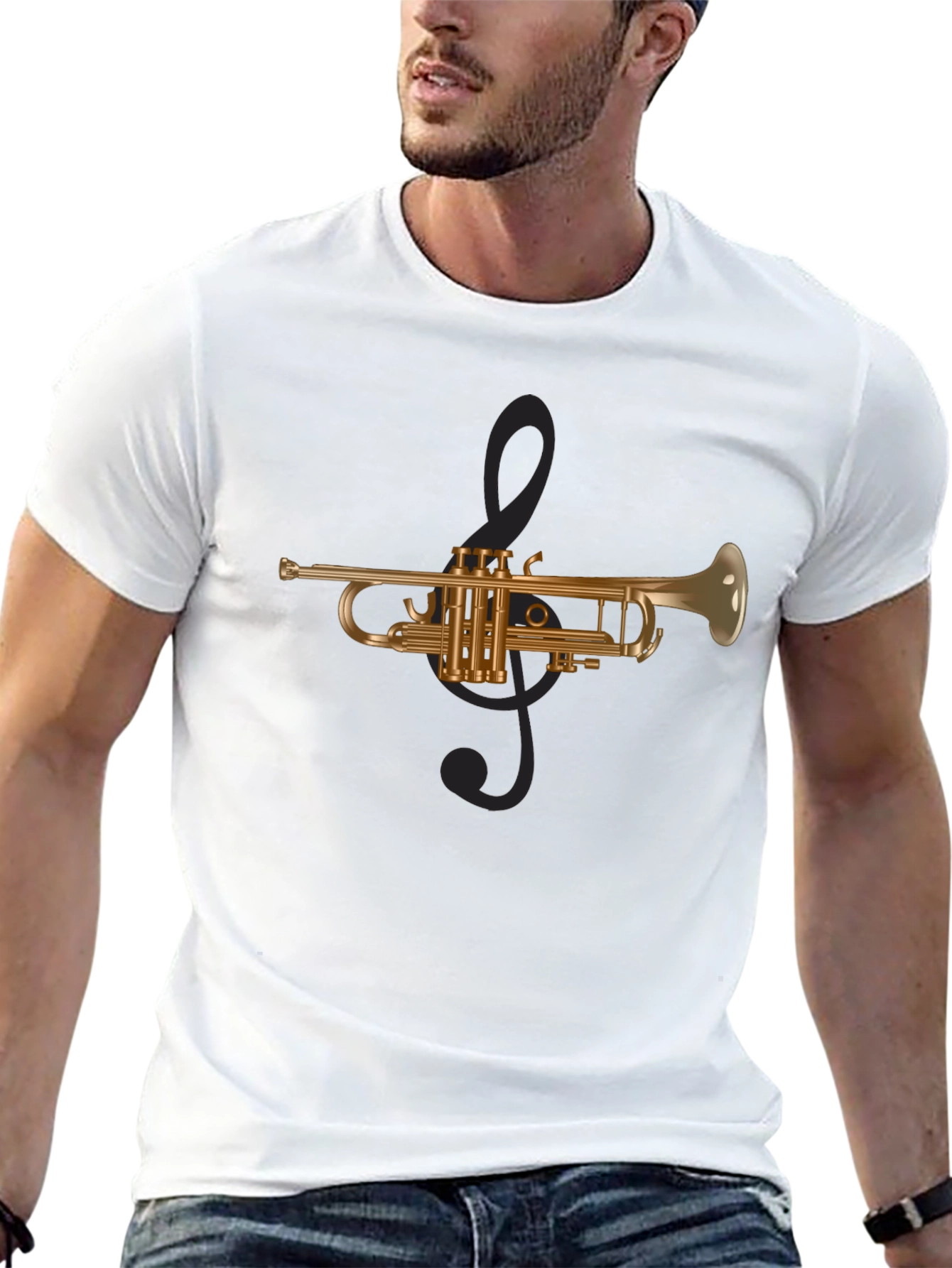 Musical Trumpet Graphic Tee - Black T-Shirt