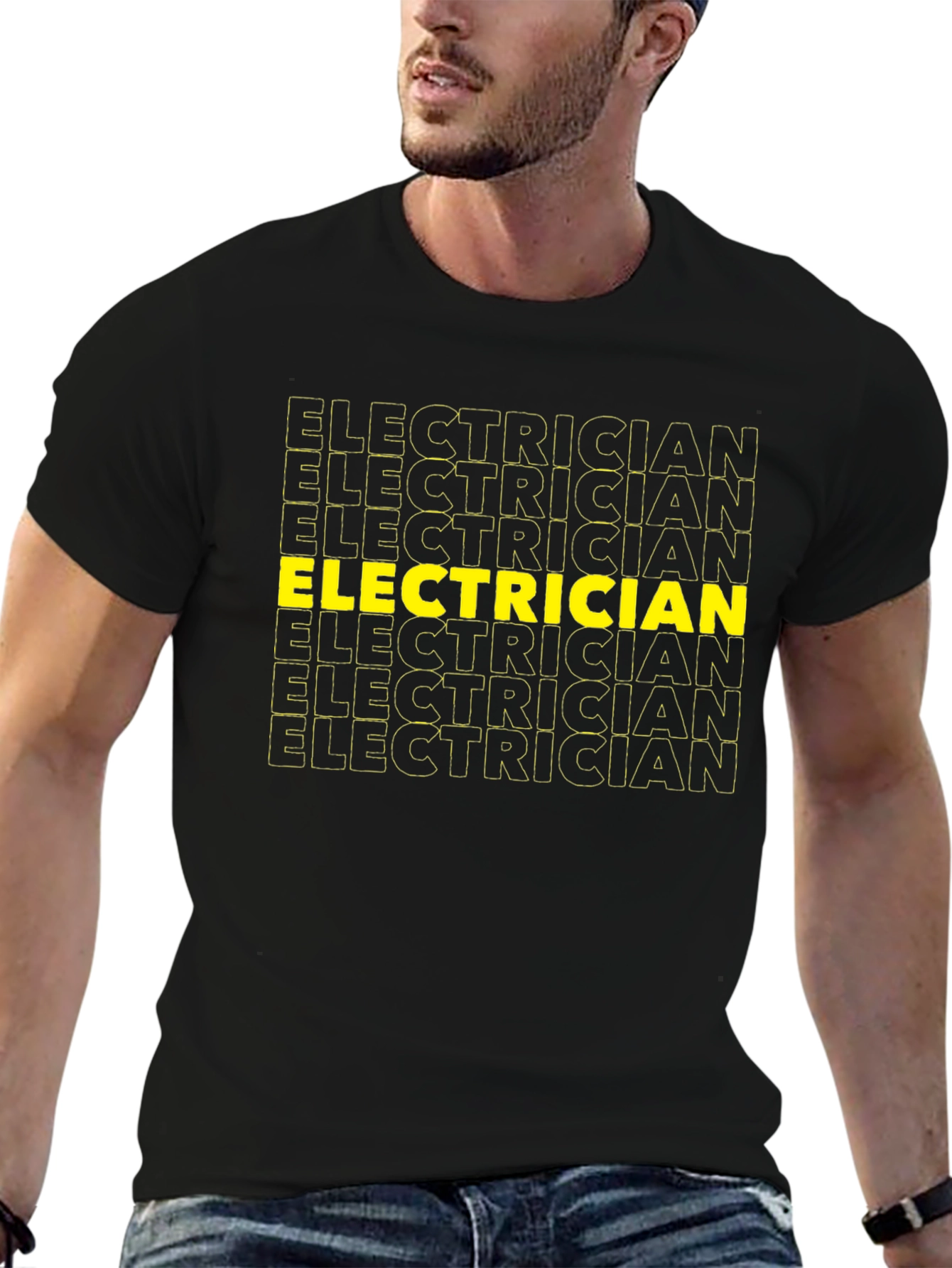 Electrician Graphic Tee - Black Crew Neck