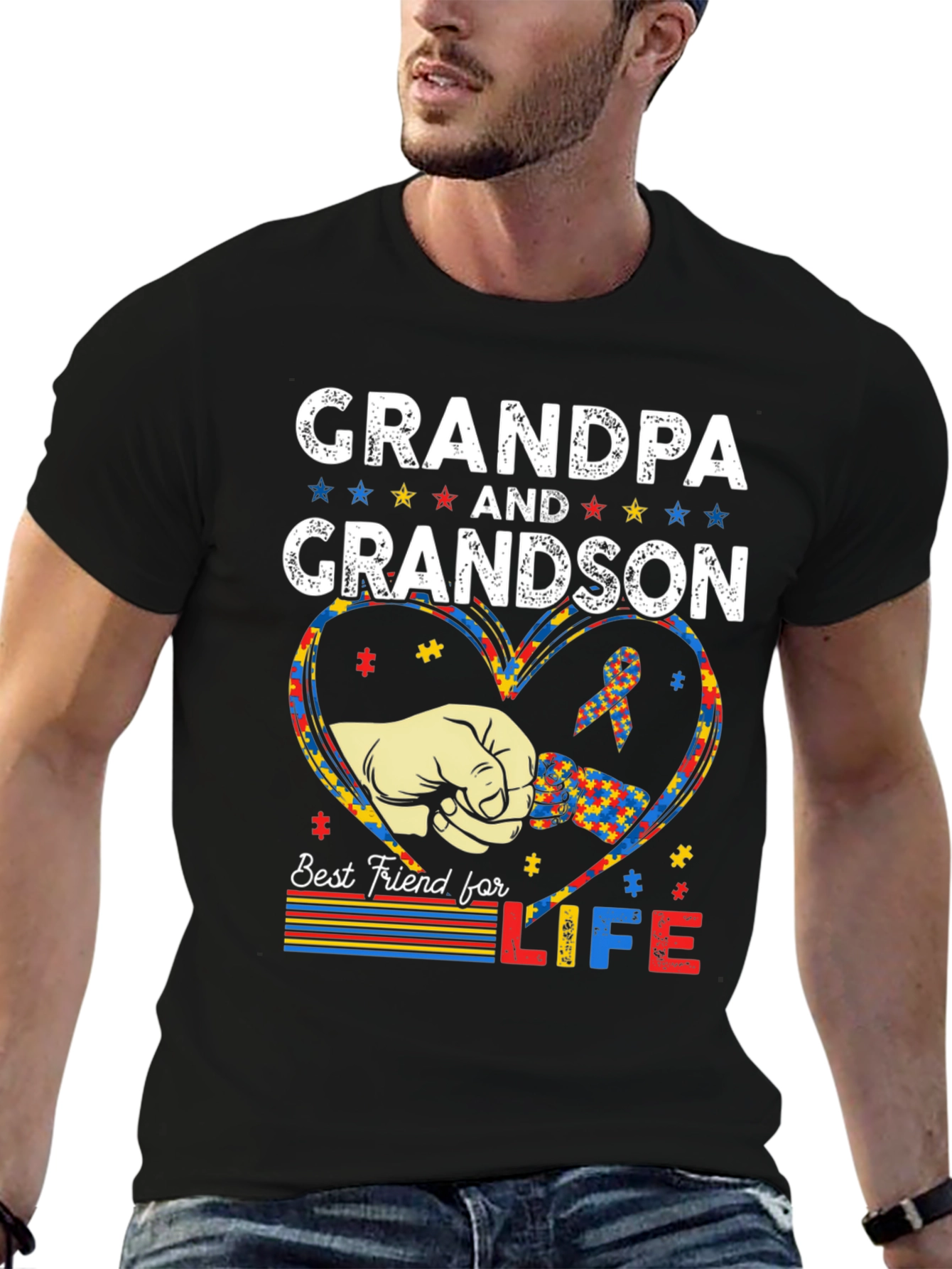 Grandpa and Grandson Autism Awareness T-Shirt