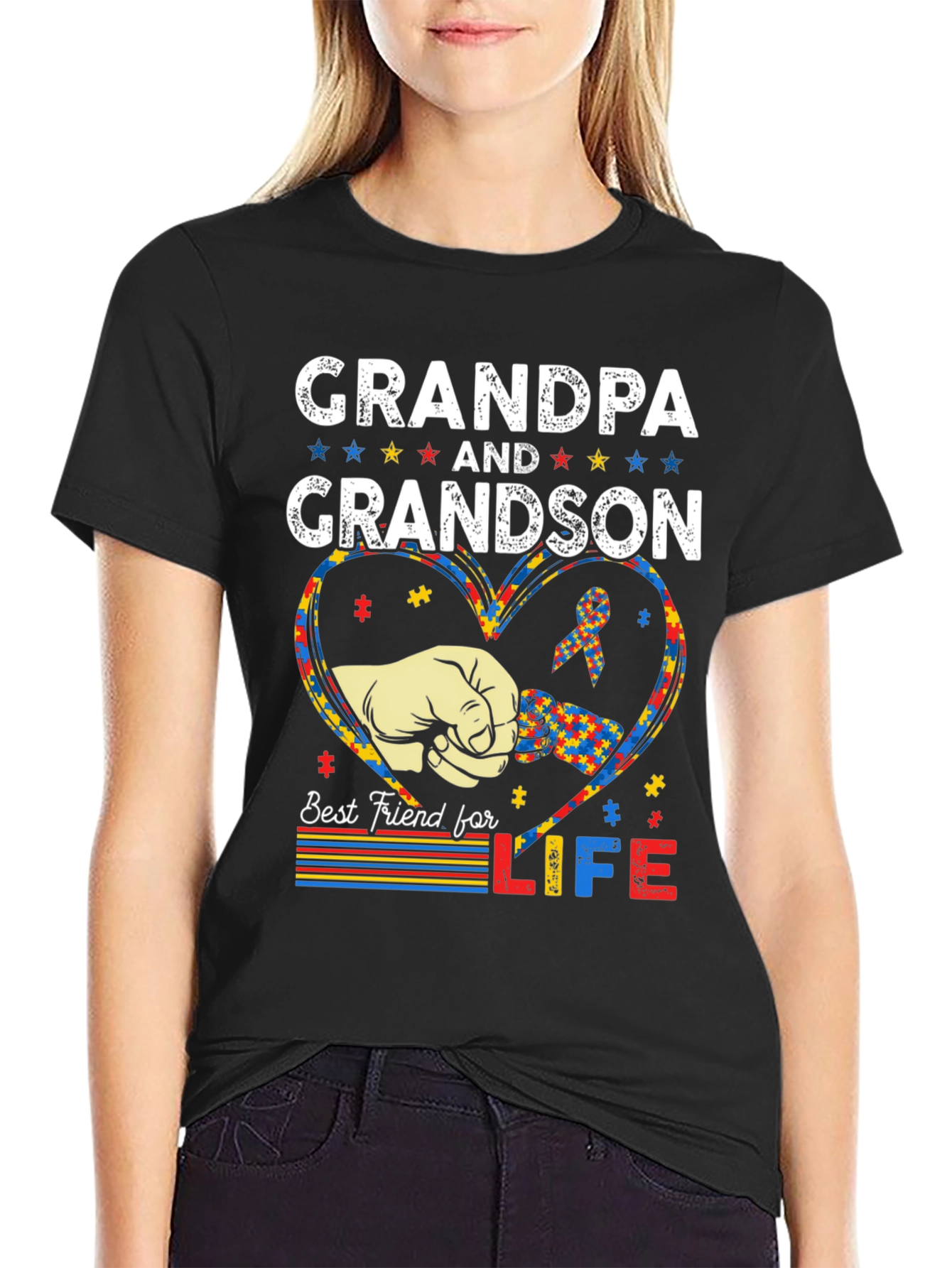 Grandpa and Grandson Autism Awareness T-Shirt