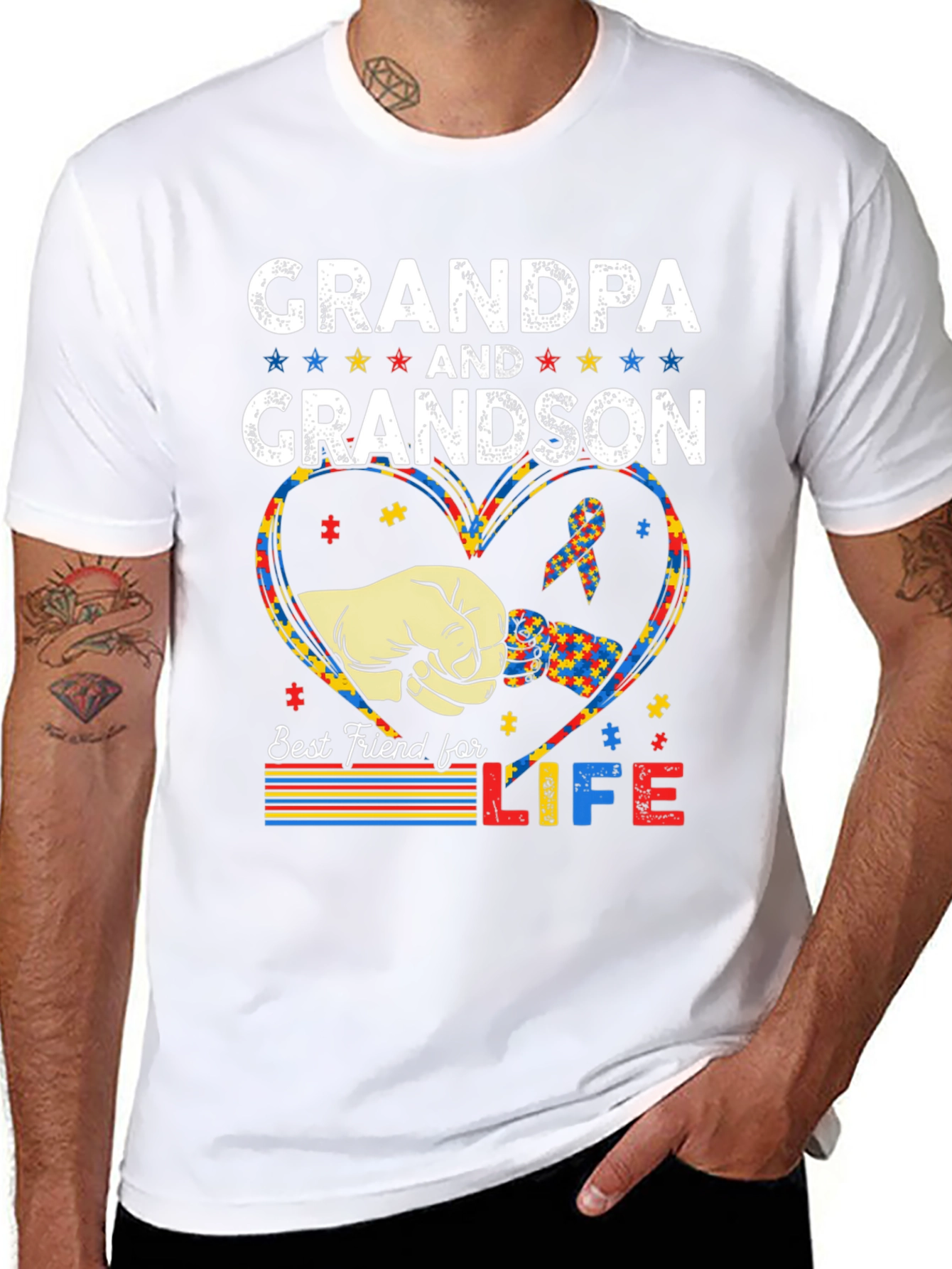 Grandpa and Grandson Autism Awareness T-Shirt