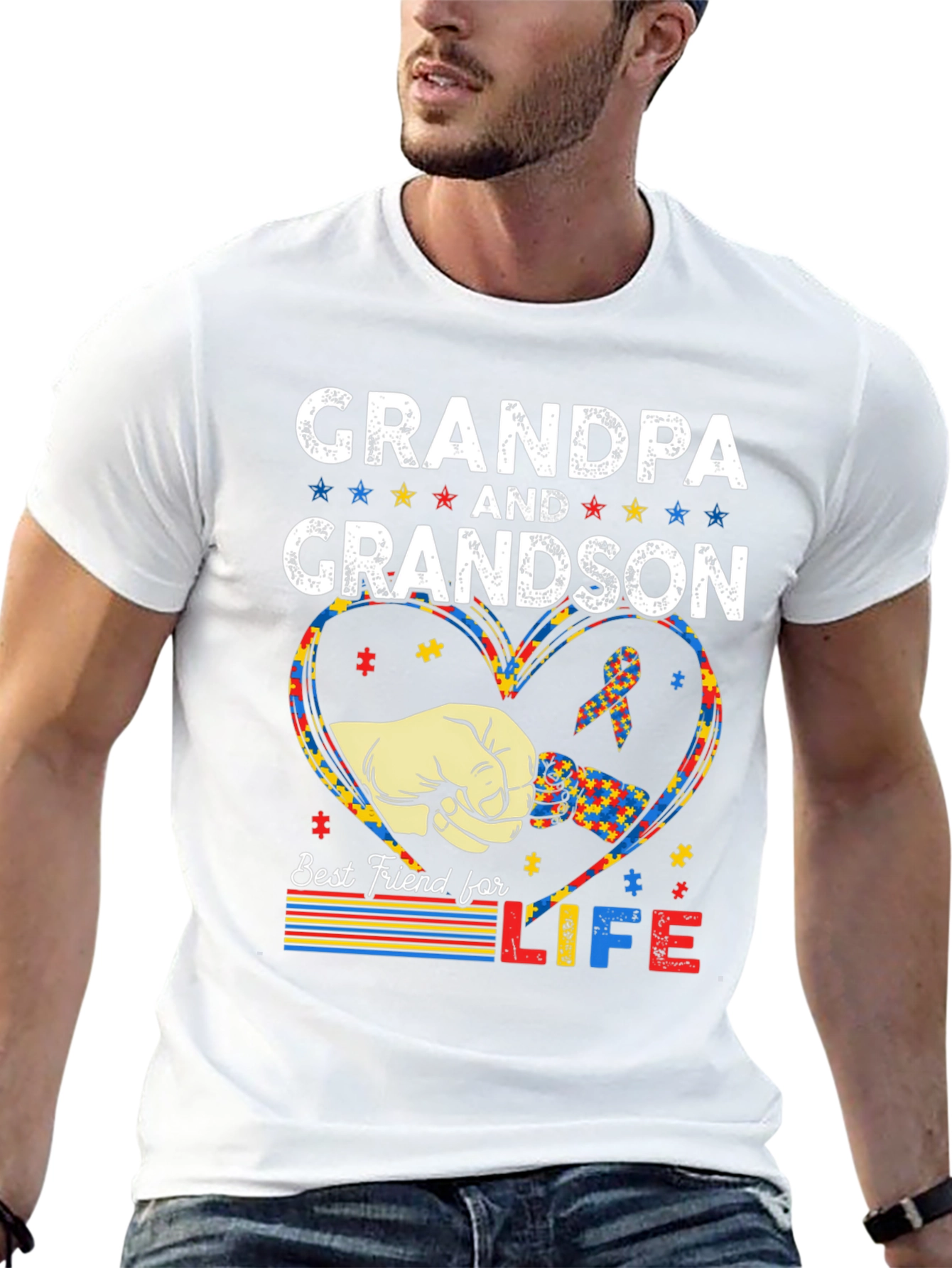 Grandpa and Grandson Autism Awareness T-Shirt