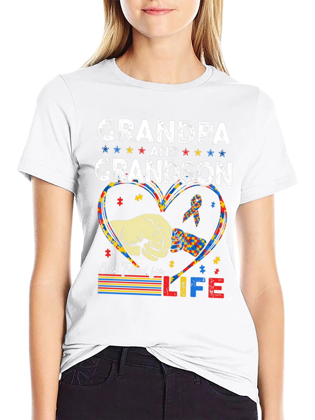 Grandpa and Grandson Autism Awareness T-Shirt