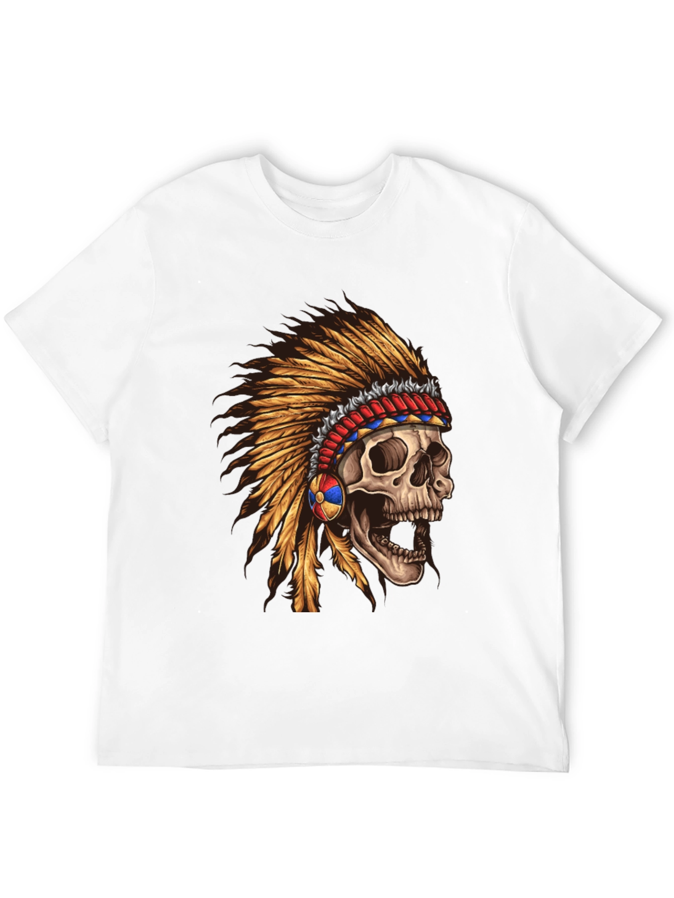 Skull Chief T-Shirt - Native American Headdress Design