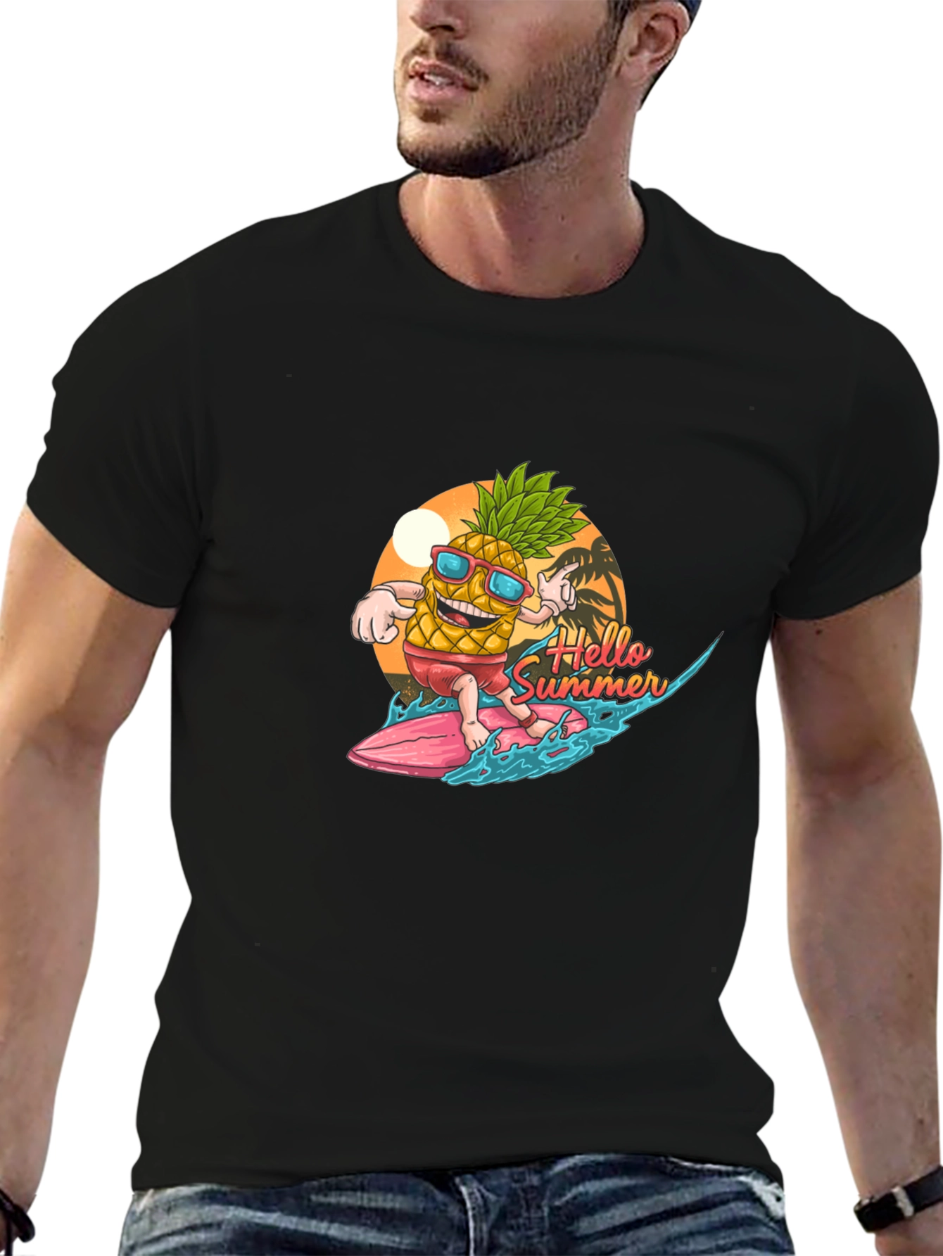 Hello Summer Pineapple Surf T-Shirt
