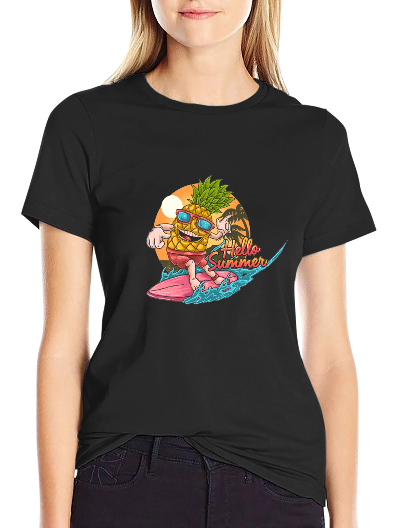 Hello Summer Pineapple Surf T-Shirt