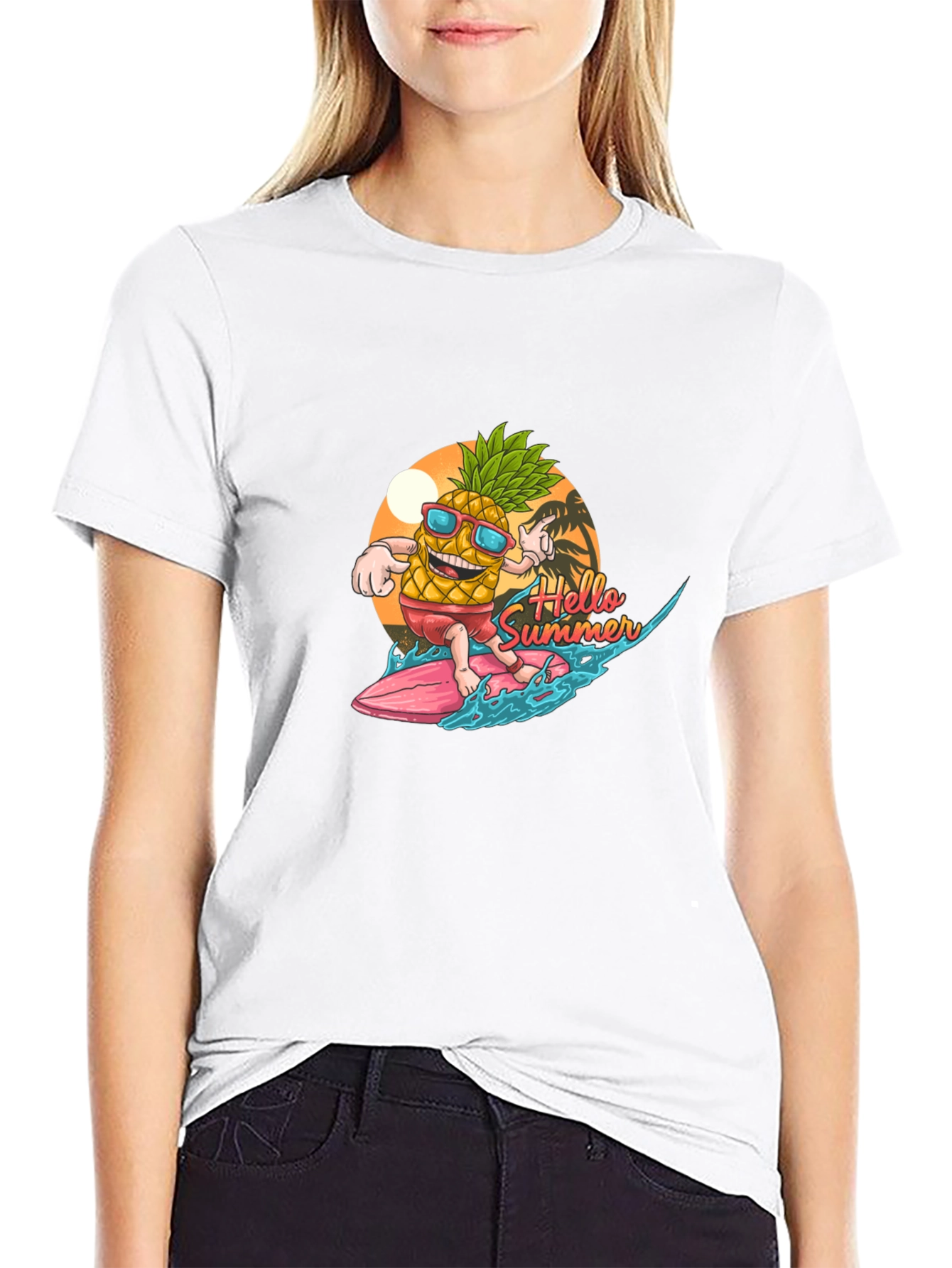 Hello Summer Pineapple Surf T-Shirt